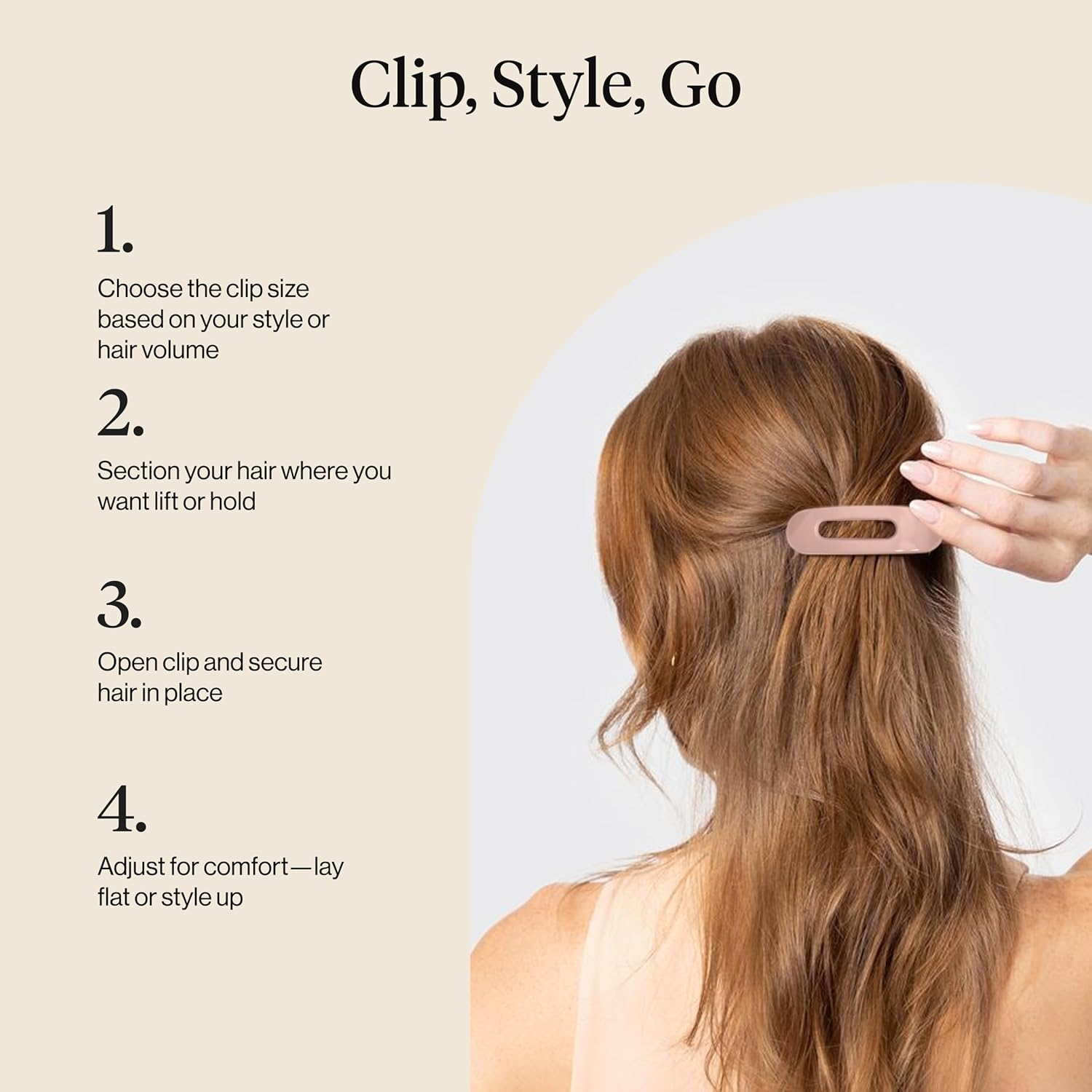 Kitsch 3Pc (Terracotta) Flat Hair Clips for Women, Recycled Lay Flat Claw Clips for Thick Hair, Flat Hair Claw Clips,Flat Claw Clips for Thin Hair, Flat Clips for Hair, Hair Accessories for Girls image number 2