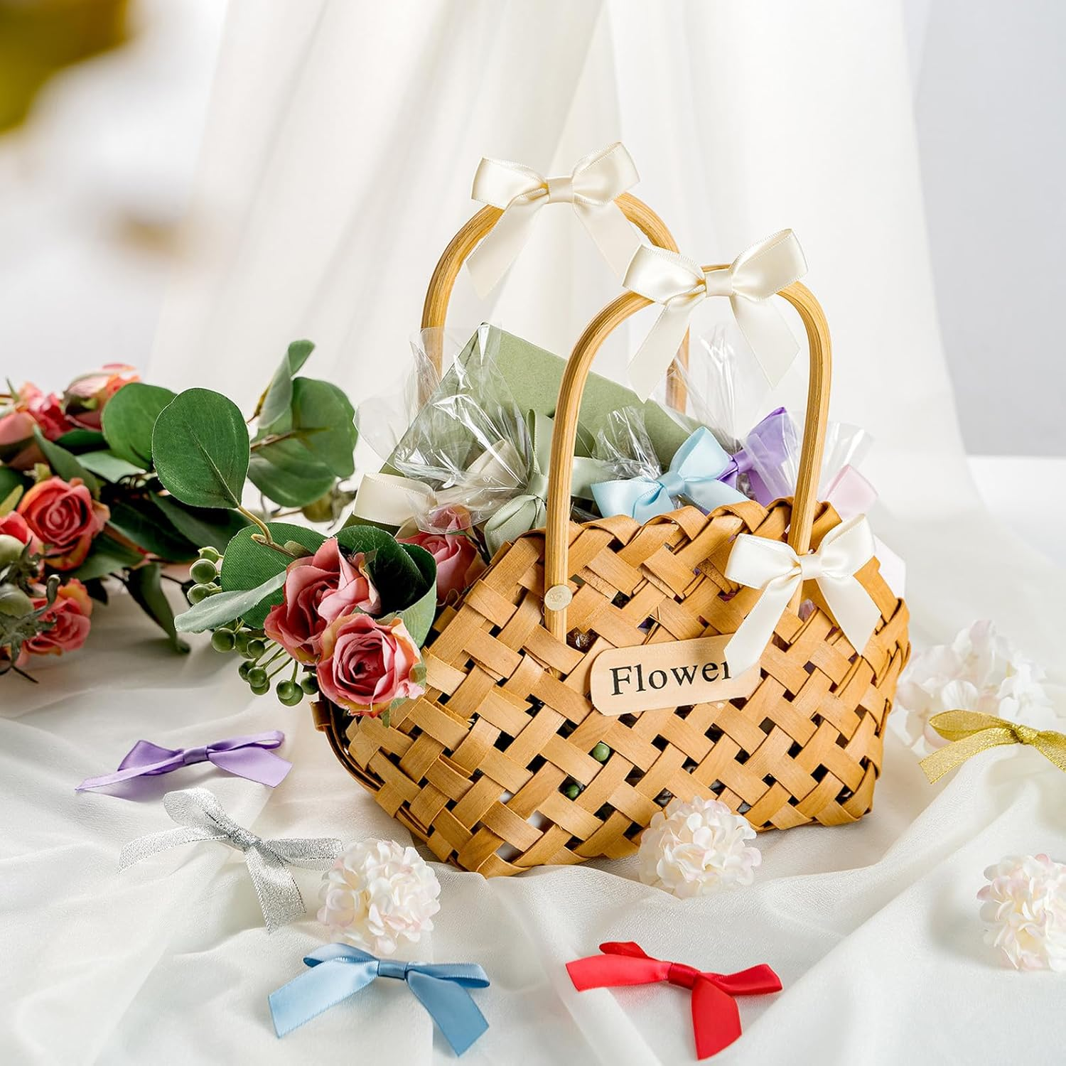 MORSUNBELA 50 Mini Bows,Self-Adhesive Bows Decorations for Party,Gift Wrapping,Crafting,Weddings Cake Decor,Diy Projects,Small Bow,Gold image number 2