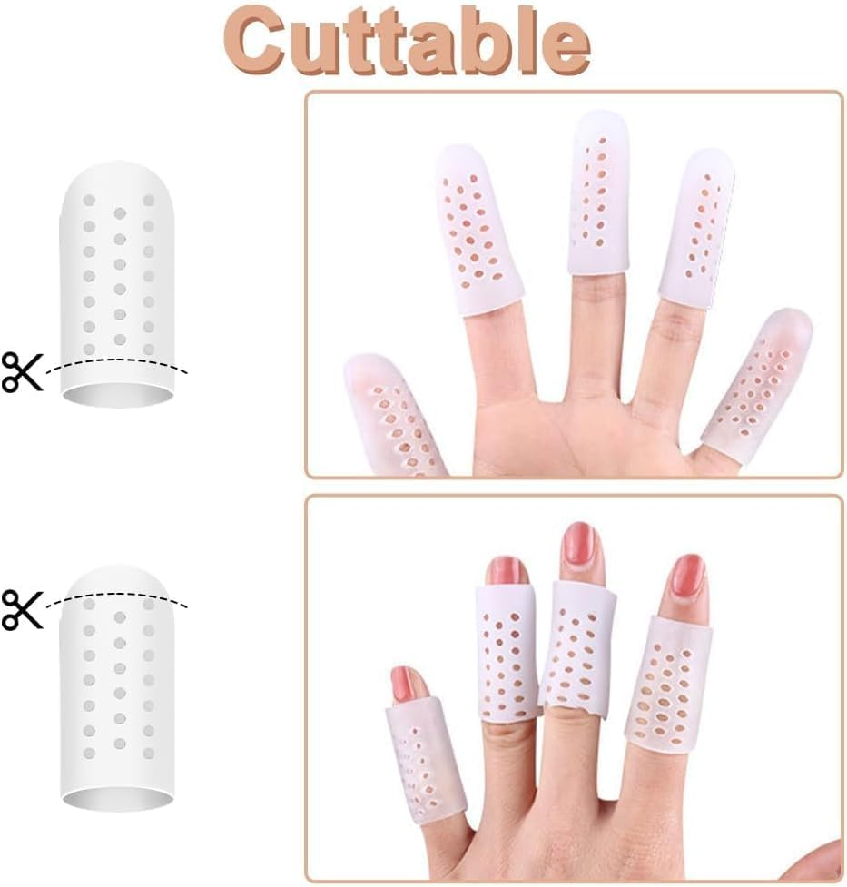 Gel Finger Protectors, 16Pcs Silicone Gel Covers with Air Holes, Breathable Arthritis Protection, Gardening Work, Sports Protection image number 4