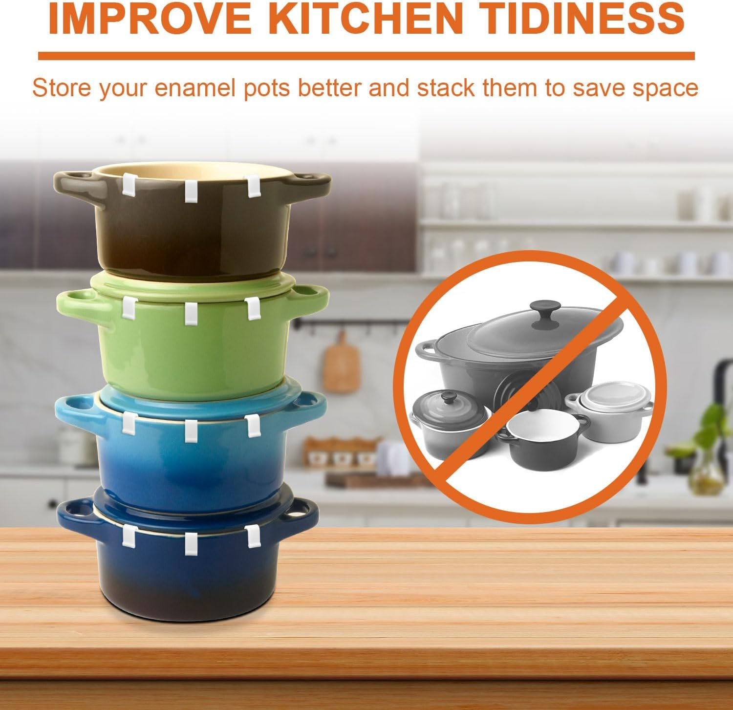 6Pcs Dutch Oven Lid Protector Clips, Cookware Protectors for Stacking Bumpers Lifter Accessories Dutch Oven Pot Protector Clips for Storage and Display of Dutch Oven Pots(White) image number 5