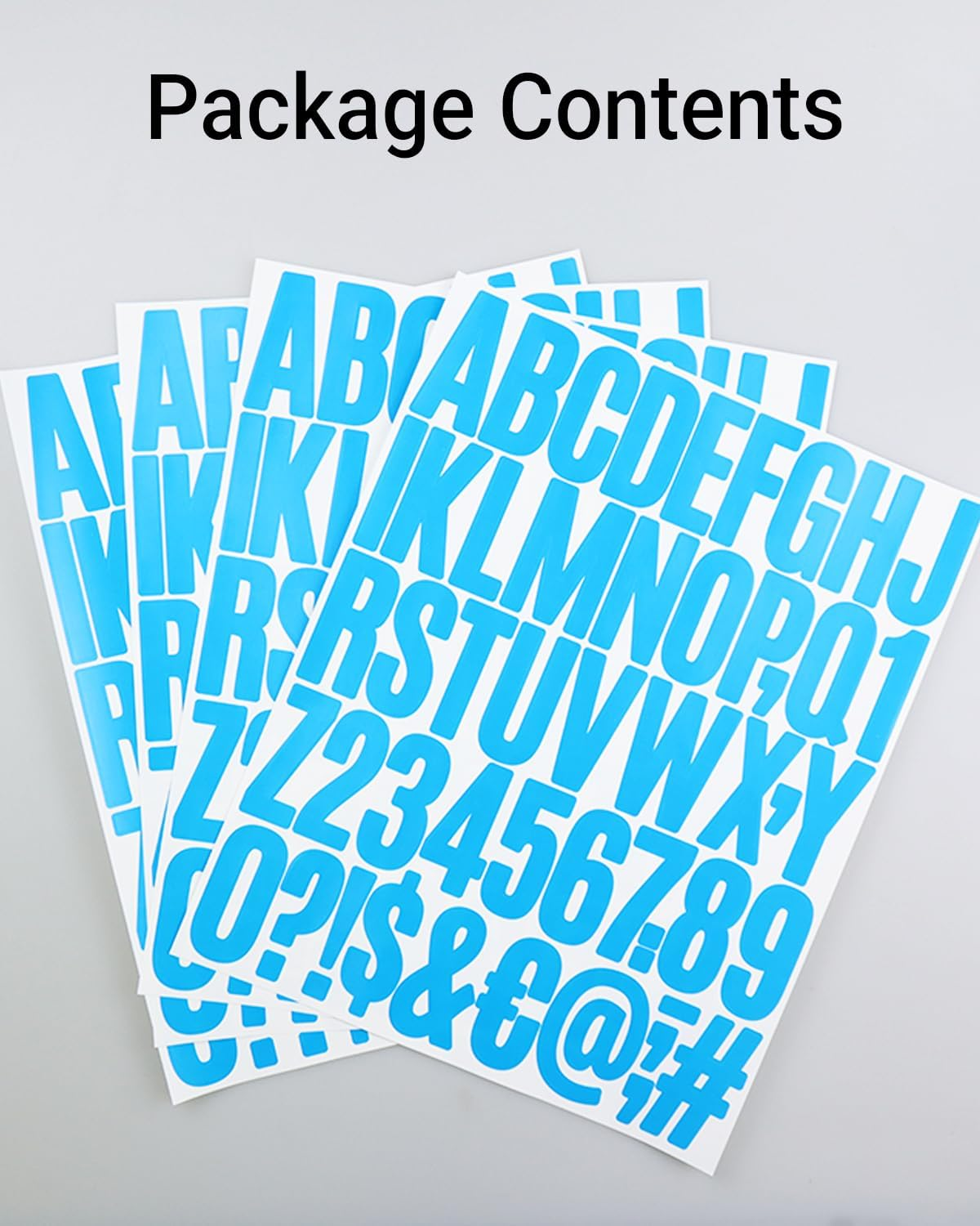 2 Inch Sticky Vinyl Letter Number Stickers, 4 Sheets Self Adhesive Stick on Alphabet Symbol Sticker for Scrapbook, Bottle Decor - Light Blue - Candy Colours image number 4