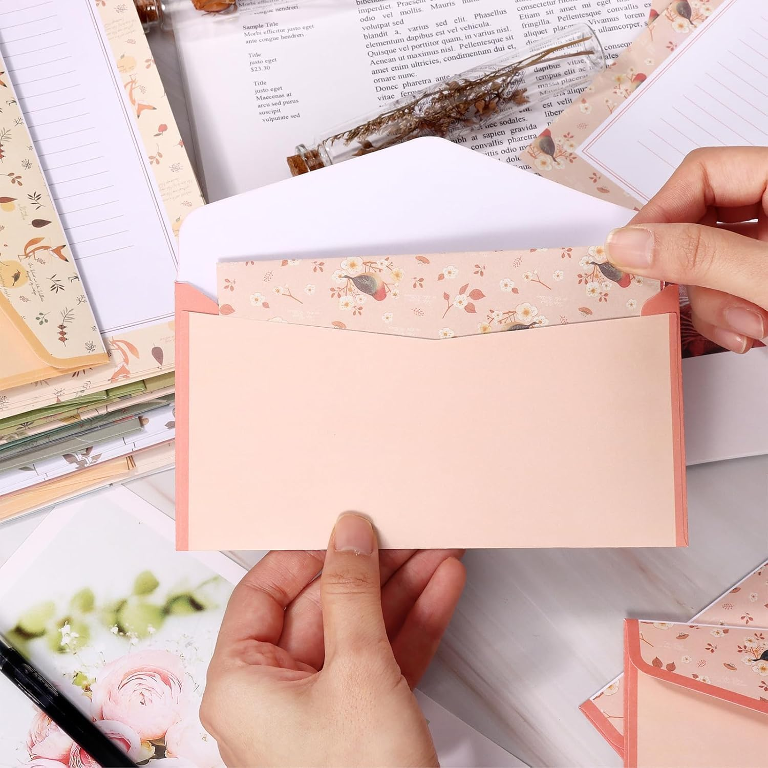 OSYLICT Letter Paper and Envelopes Sets,90Pcs Stationery Kit,Cute Lined Stationery Paper for Writing Letters Invitations Poem Office School,For Thanksgiving Mothers Day image number 4