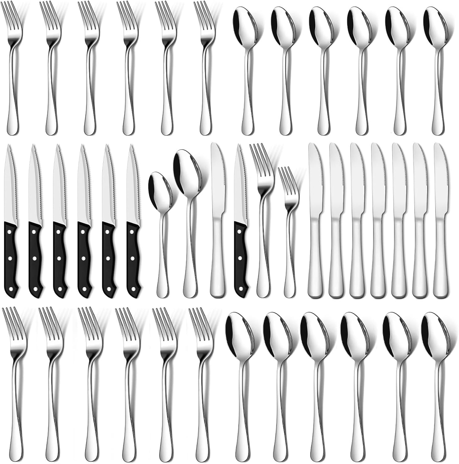 60 Pieces Silverware Sets Service for 10, Premium Stainless Steel Flatware Set,Matte Cutlery Set for Family Gatherings, Hotel, Office Etc Use, Dishwasher Safe