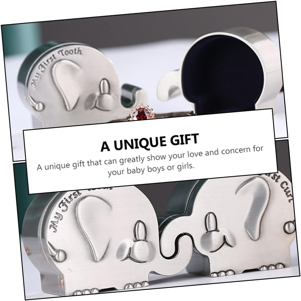 Elephant Shape Newborn Keepsake Box My First Curl Box Metal Small Silver Infant Hair Tooth Storage Case Baby Memory