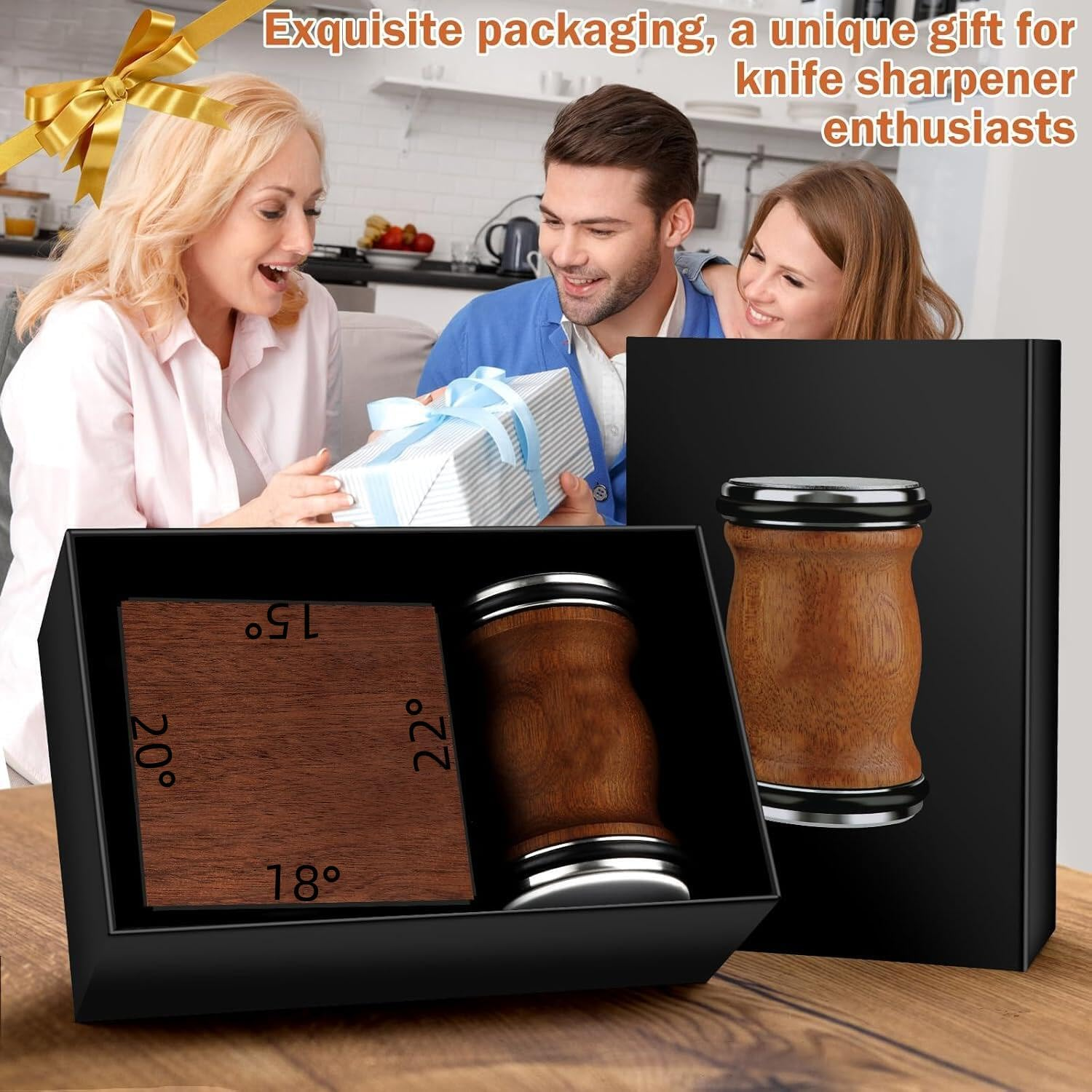 Rolling Knife Sharpener Tool Kit, Multi-Angle Magnetic Roller Sharpeners for Kitchen Knives, Diamond&Ceramic Knife Sharpening System Set, Offers 18&15&20&22 Degree Sharpening