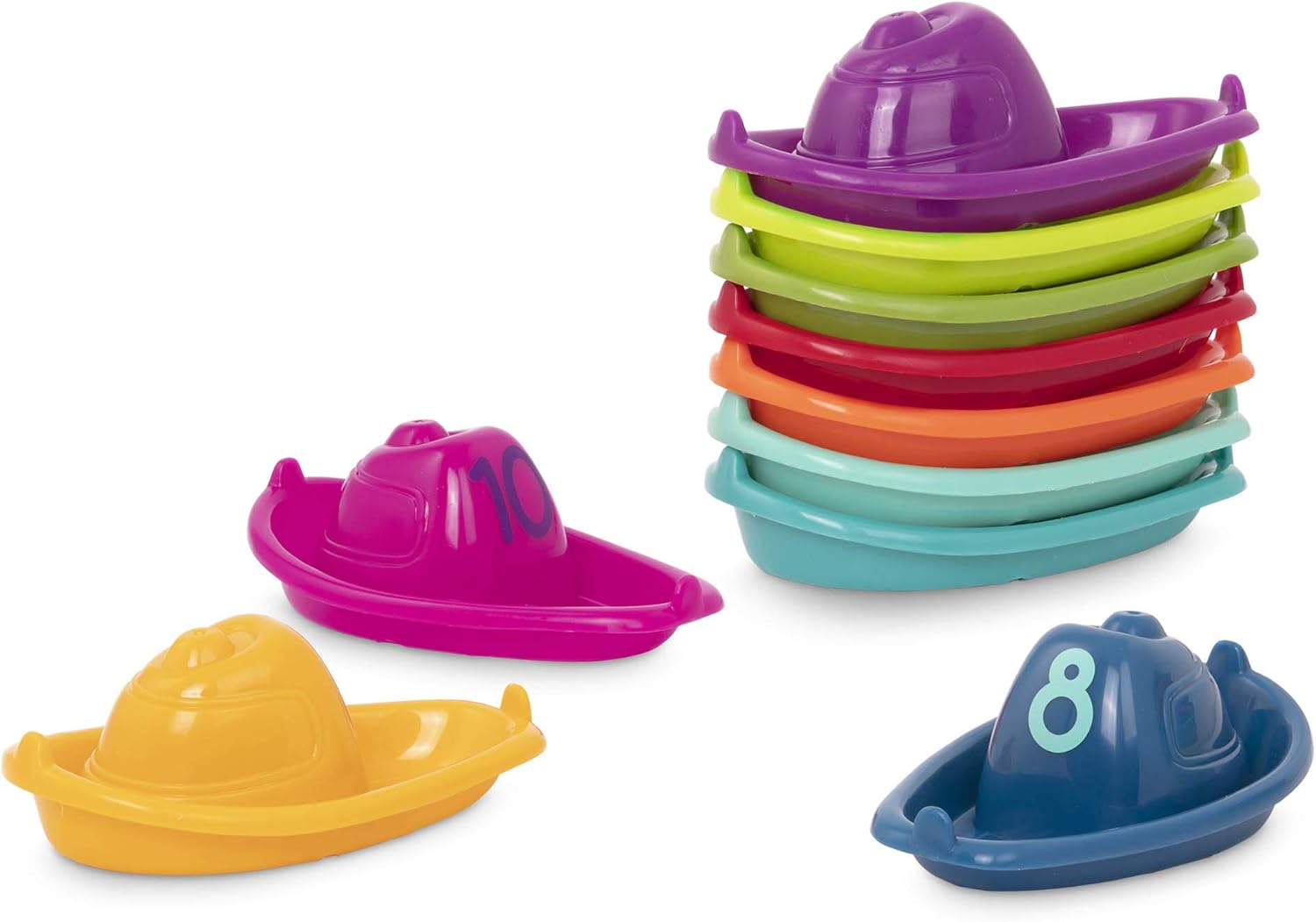 Battat &ndash; 10 Stackin' Bath Boats &ndash; Numbered & Stackable Bathtime &ndash; Floating Toys for the Bath, Pool, Beach &ndash; Educational Toys &ndash; 6+ Months image number 3