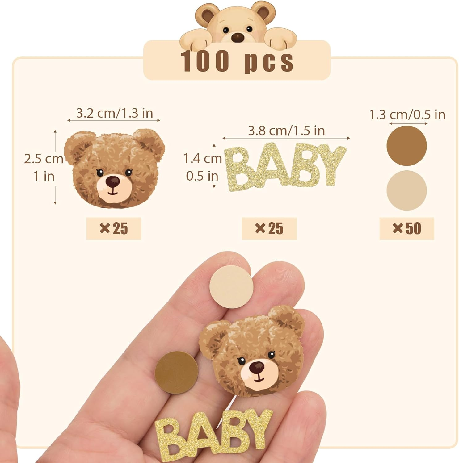 100 Pcs Bear Baby Shower Confetti Baby Dots Table Confetti Sprinkles Scatter Confetti Table Decoration for Boys Girls Baby Shower Gender Reveal Baby Birth Party Favors image number 4