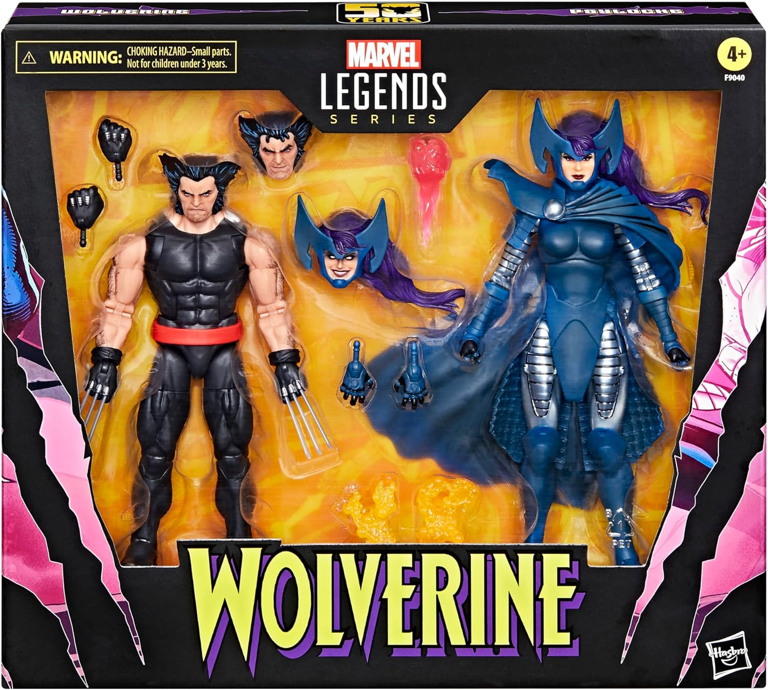 Marvel Legends Series Wolverine and Psylocke, 50Th Anniversary Comics Collectible 6-Inch Action Figure 2-Pack image number 2