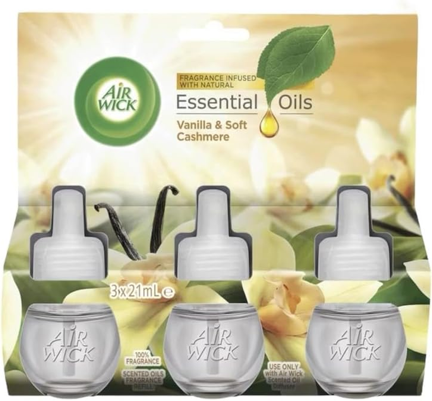 Air Wick Essential Oils Vanilla and Soft Cashmere Plug-In Diffuser Refill 21 Ml (Pack of 3)