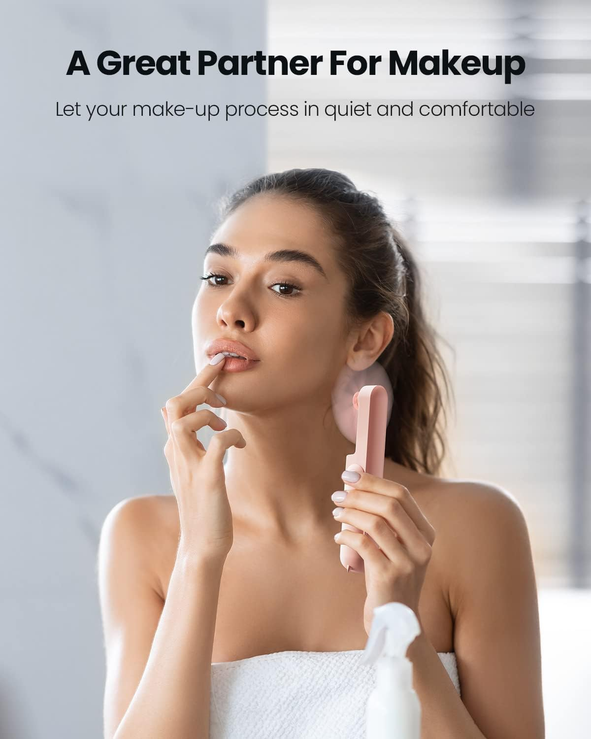 Portable Handheld Fan, Foldable Small Fan, Mini Hand Held Fan with USB Rechargeable 2000Mah Battery, Eyelash Fan for Girls, Travel for Women, Outdoor, HZ001 (Pink) - Black image number 2