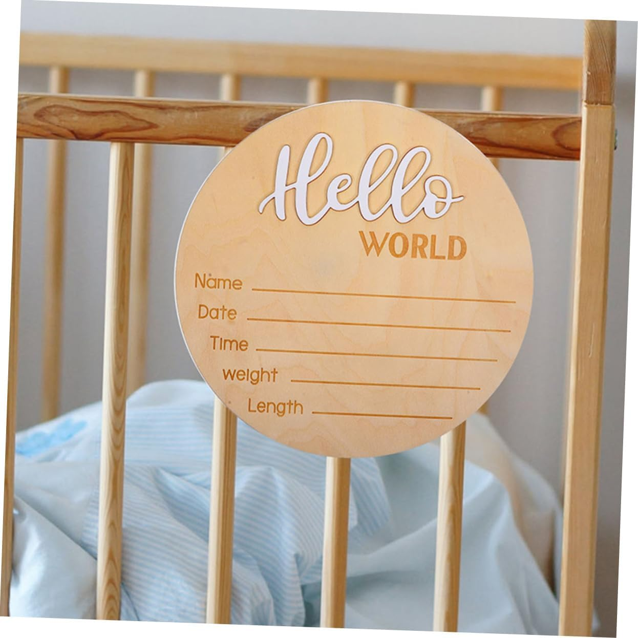 2Pcs Wooden Name Sign Announcement Sign for Newborn Photo Prop Decor for Nursery Cards image number 2