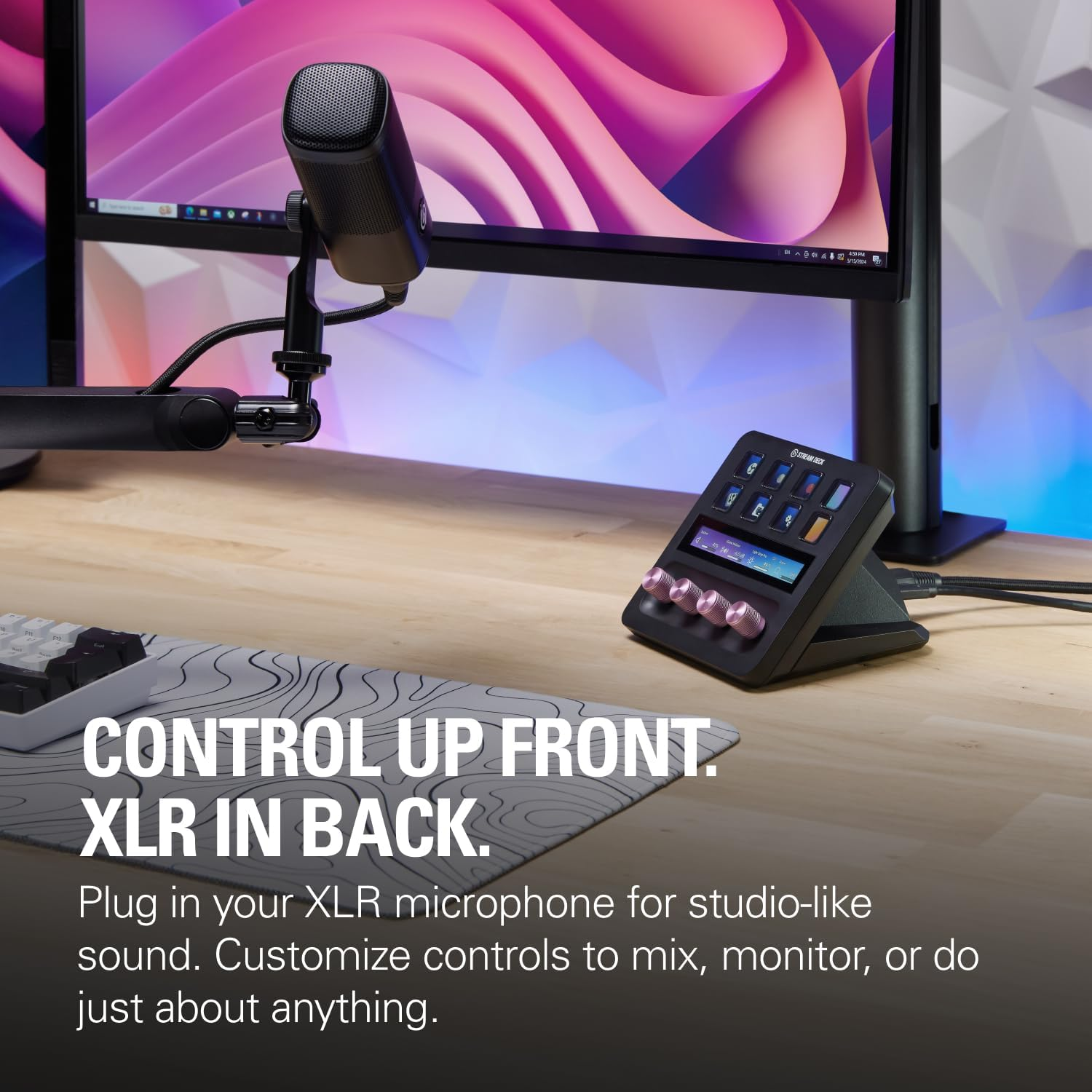 Elgato Stream Deck + XLR - Audio Mixer & Controller, Rear Xlr-To-Usb Mic Interface, Compatible with Any XLR Mic for Podcasting, Streaming, Content Creators, Dials and LCD Keys, Pc/Mac image number 6