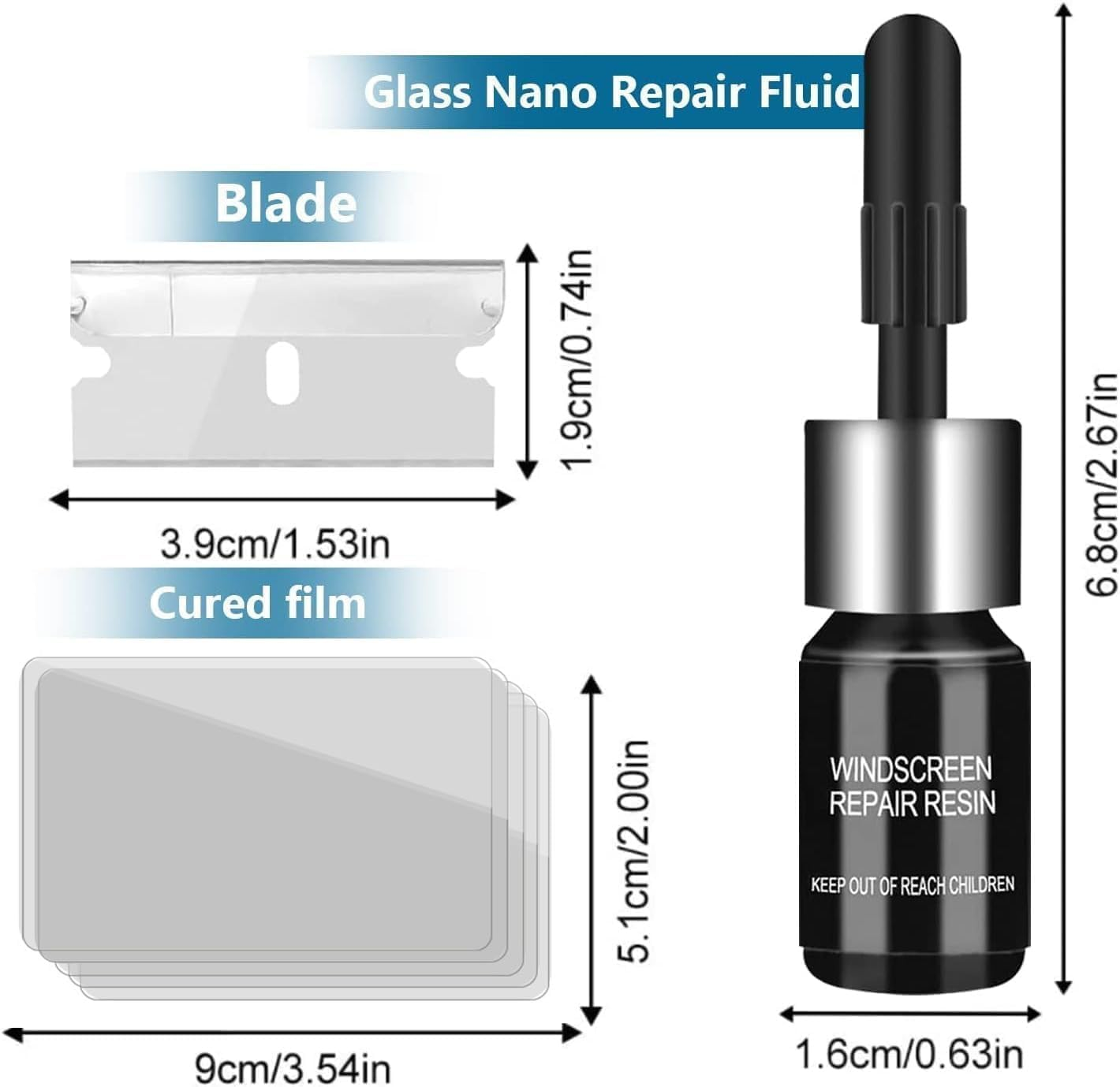 Windshield Crack Repair Kit, Windshield Repair Kit for Chips and Cracks, Glass Repair with 2 Bottles of Resin image number 4
