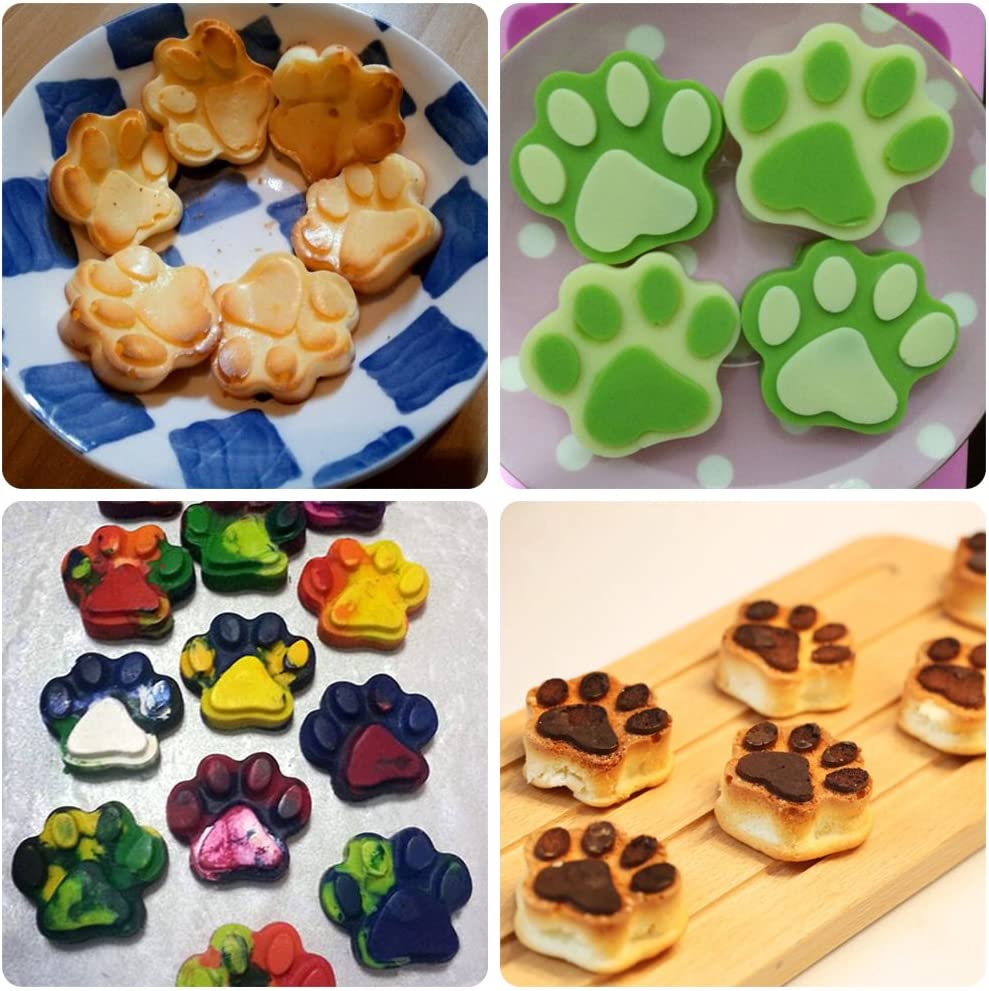 3 Pack Silicone Ice Molds Trays with Puppy Dog Paw and Bone Shape, Finegood Reusable Bakeware Maker for Baking Chocolate Candy, Oven Microwave Freezer Dishwasher Safe - Pink, Red, Purple image number 1