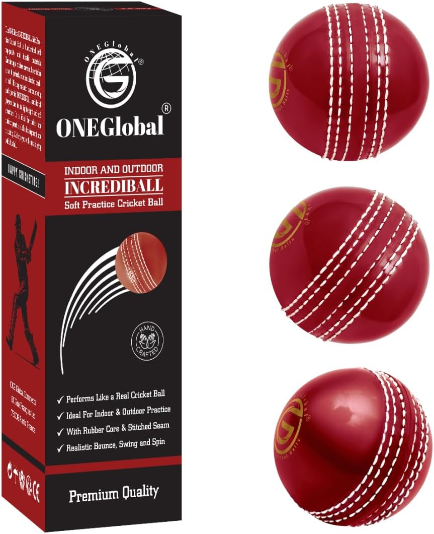 Oneglobal Soft & Safe Indoor Outdoor Incrediball Cricket Ball | with Real Stitched Seam for Coaching, Training, Practice & Garden Play | 5 Colours, for All Ages image number 5