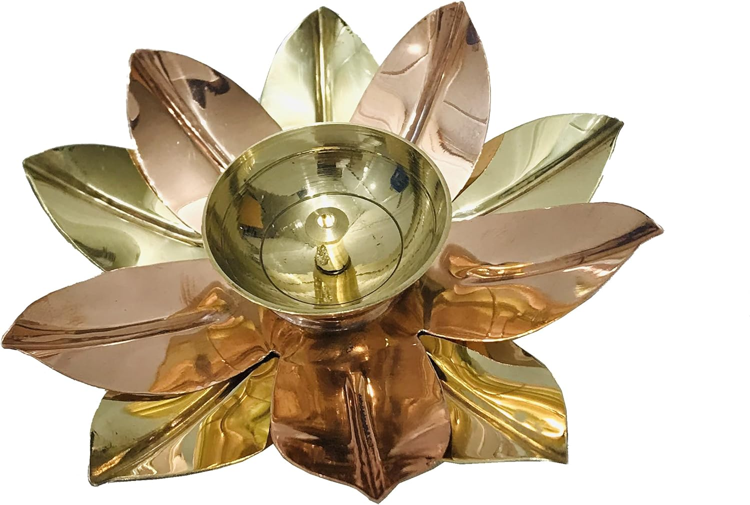 Brass Jyot Diya Lotus Shape Golden Diya Akhand Jyot Kamal Deepak Pooja Dia Puja Diwali Diya/Deepawali Deepak Oil Lamps/Christmas Decoration Engraved Unique Design Gift Items Size- 5" Inch image number 2