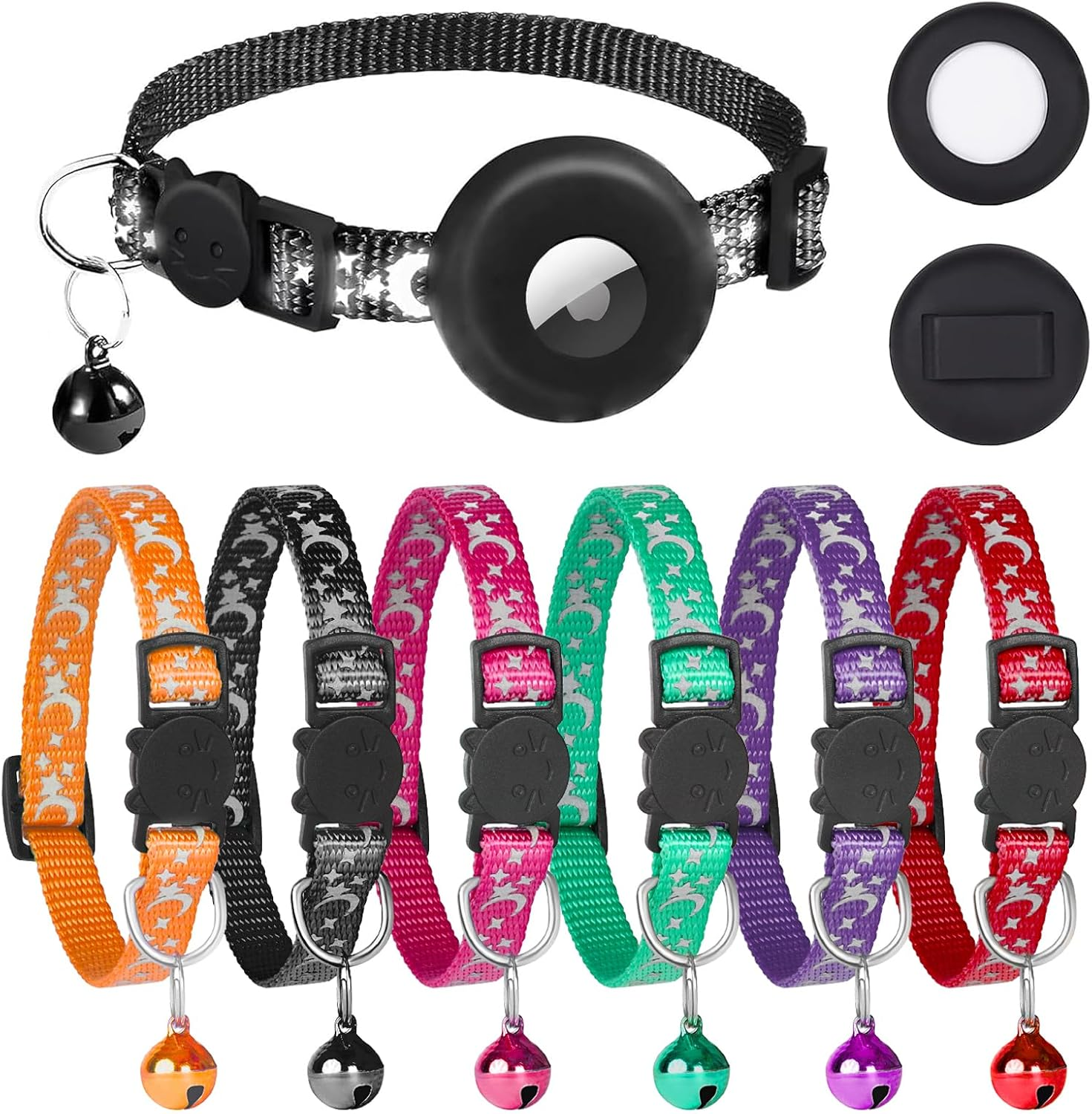 Airtag Cat Collar with Bell, Cat Collars Quick Release, Reflective Cat Collars with Safety Buckle, Adjustable 8-12" to Fit All Domestic Cats, Pet Supplies, Accessories, Gifts (8 Pack) image number 1