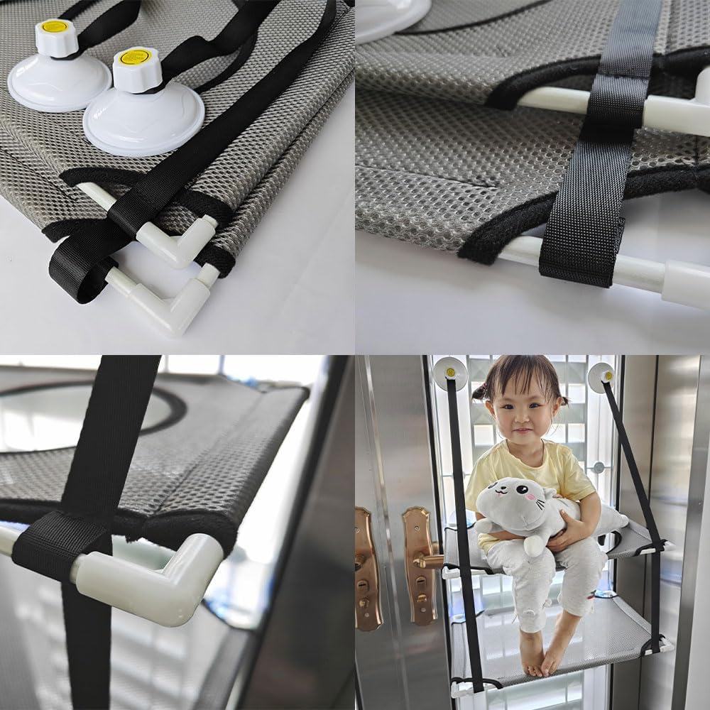 HYAVIA Double-Layer Cat Window Hammock Bed Suction Cup Mounted Cat Seat for Indoor Cats Sturdy Space-Saving Pet Resting Perch with Breathable Mesh Grey image number 5