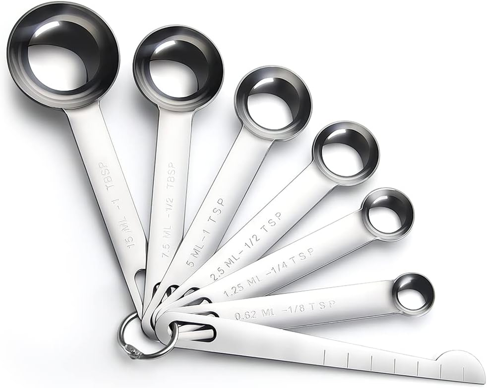 AOOSY Metal Measuring Spoon,Set of 7 Stainless Steel Measurement Spoon for Dry or Liquid,Fits in Spice Jar for Cooking and Baking,Including Leveler image number 5