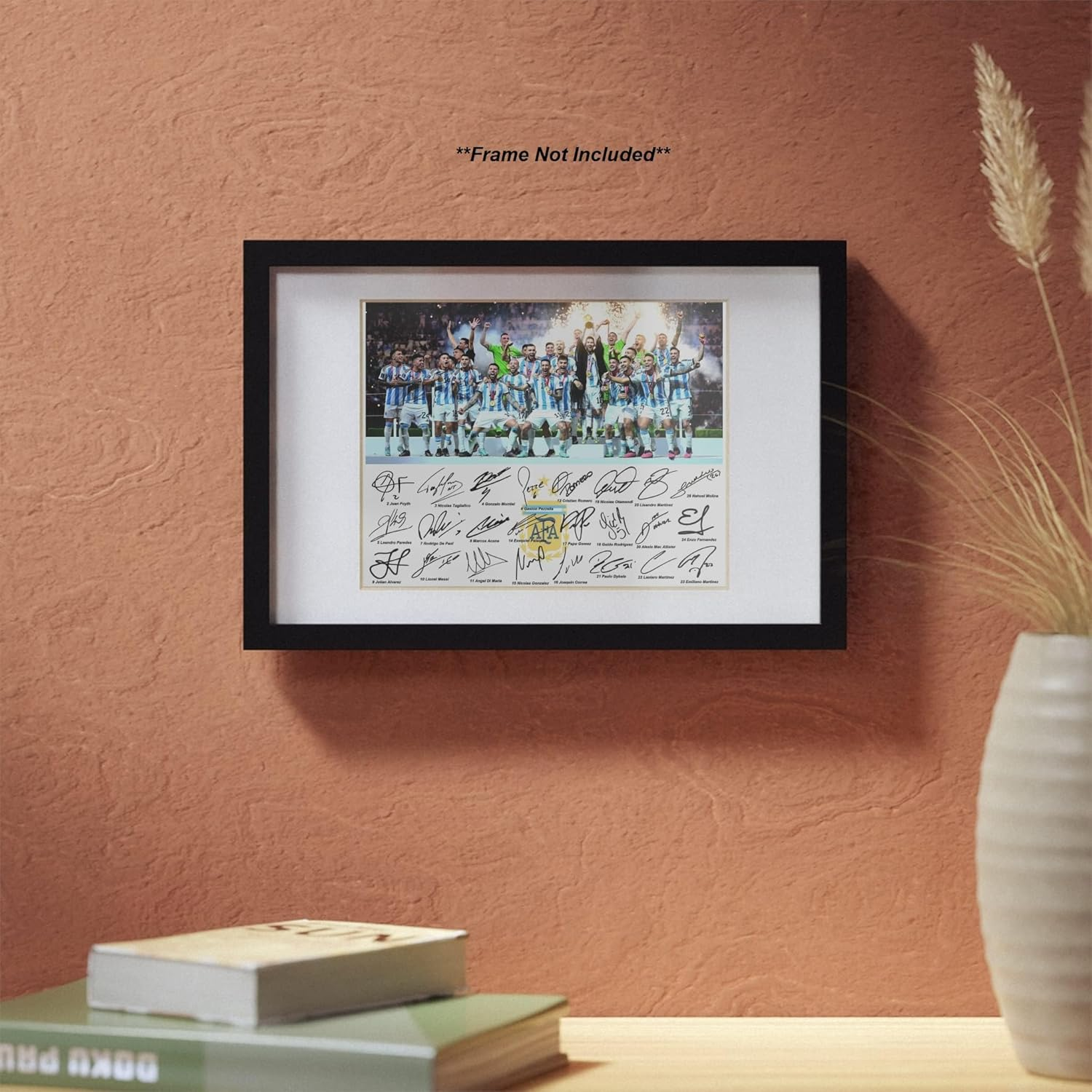 Ikonic Fotohaus Argentina World Soccer Champions Lionel Messi Di Maria De Paul Alvarez Dybala Martinez Team Signed Photo Autograph Print Wall Art Home Decor