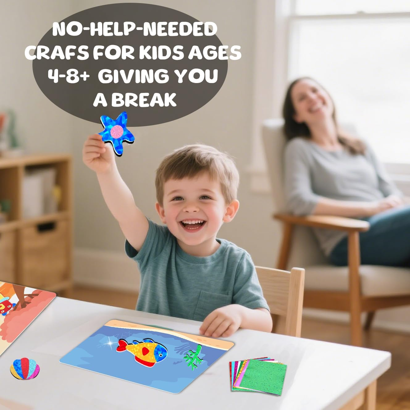 ZMLM Foil Art Kit for Kids - No Mess Art Craft Gifts Set - Christmas Crafts Supplies for 4+ Boys Stocking Stuffers & Christmas Toys for 4 5 6 7 8 9 10 Boys and Girls image number 2