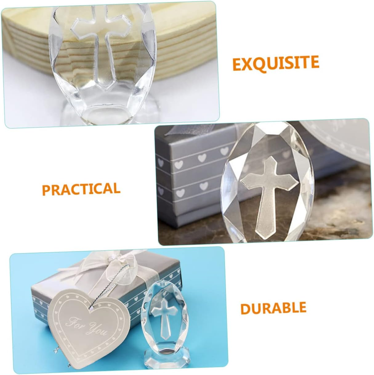 2 Sets Baptism Crystal Cross Ornaments for Shower Decoration Elegant Keepsake for Newborns Packaging image number 4