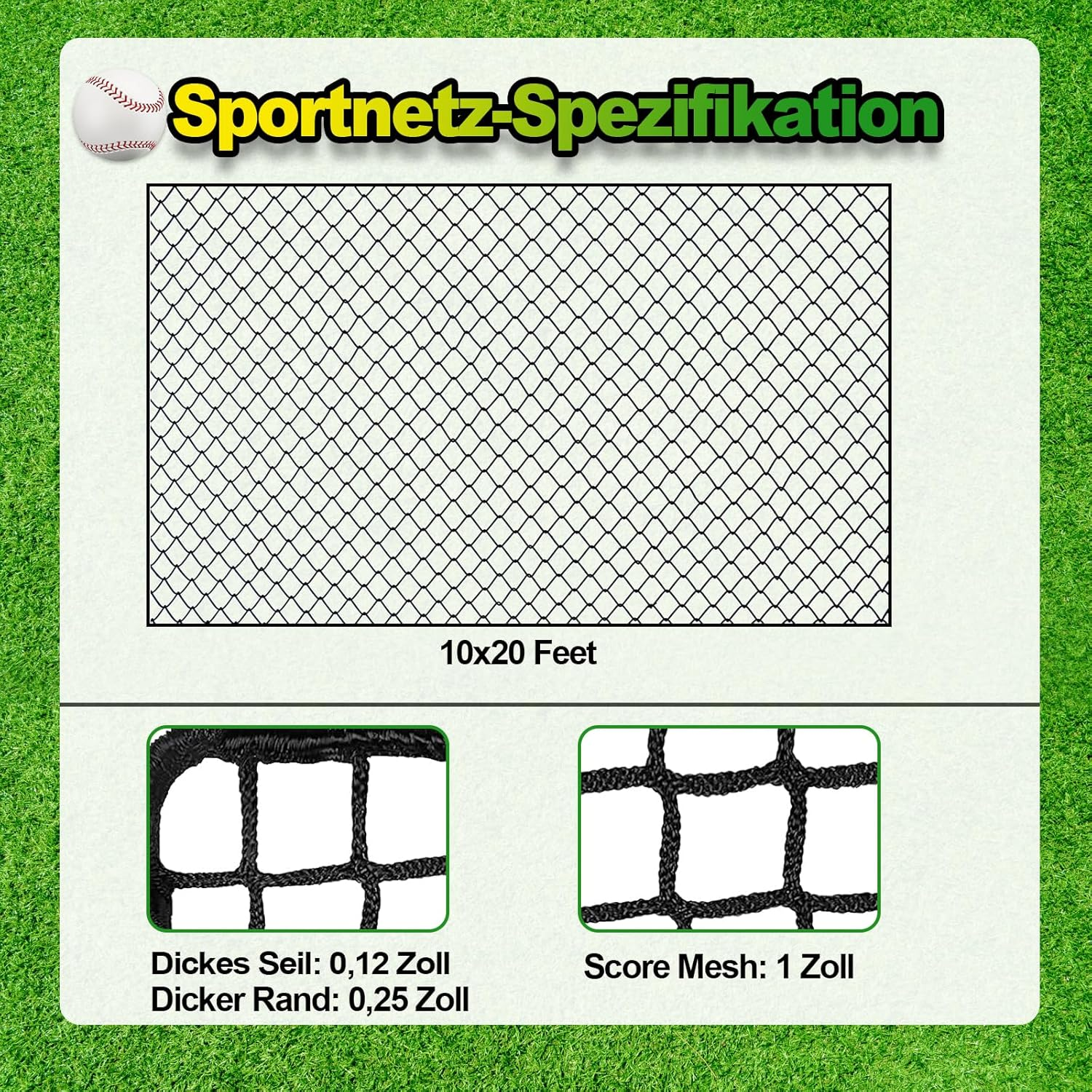 Hanlintk Golf Net, Golf Practice Net (Net Only), 3 X 6 M, Heavy Duty Nylon Golf Impact Net for Golf, Baseball, Hockey image number 3
