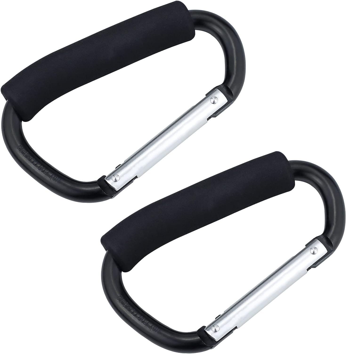 JIALEEY Grocery Bag Shopping Bag Holder Handle Carrier Tool Multi Purpose Snap Hook Stroller Hook Set Organizer Accessories with Soft Foam Grip for Hanging, Pack of 2, Black