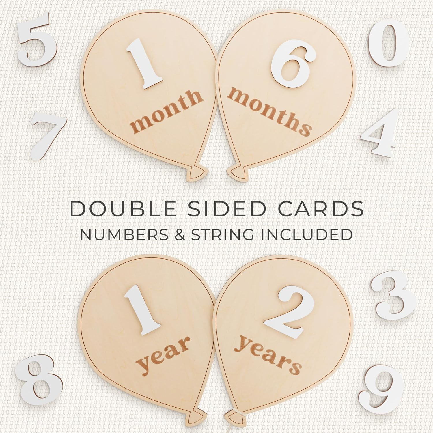 Beautiful Baby Monthly Milestone Cards - the Perfect Wooden Discs for Adorable Milestone Pictures of Your Newborn - 2X Reversible Balloon Signs with Interchangeable Numbers Make a Great Shower Gift image number 5
