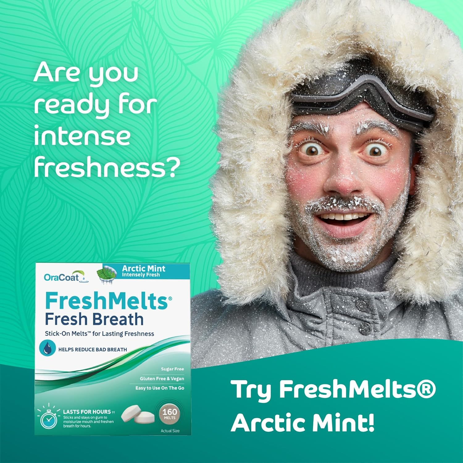 Oracoat Freshmelts Fresh Breath Stick-On Melts for Lasting Freshness, 60 Count Breath Freshener for Bad Breath, Non-Acidic & Sugar-Free, Arctic Mint image number 2