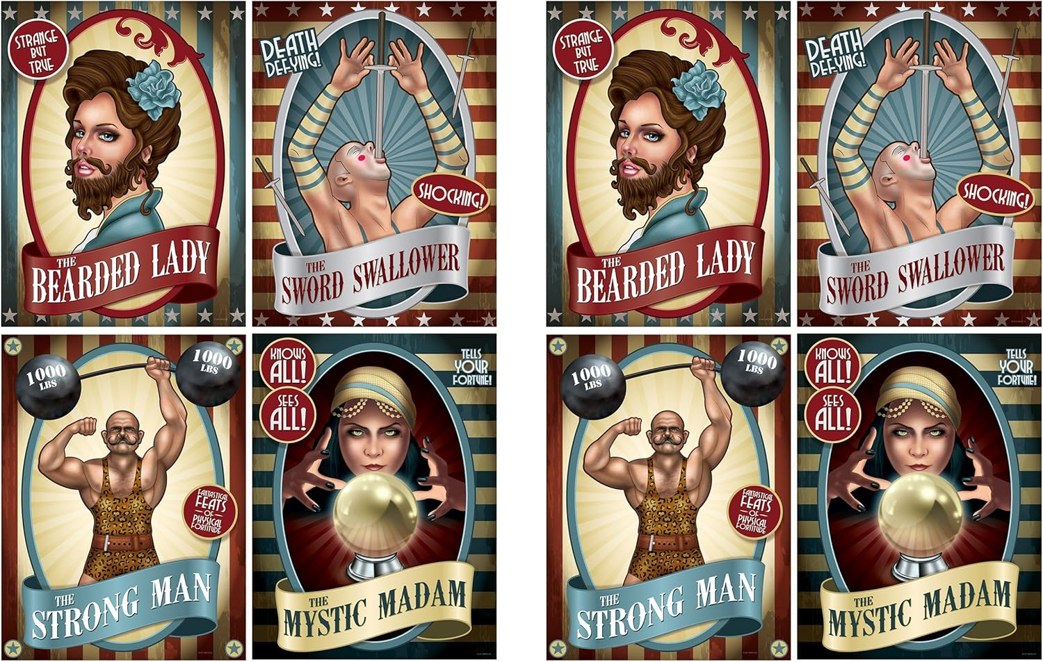 Beistle Vintage Circus Poster Cutouts (8 Piece), 15.25", Multicolor