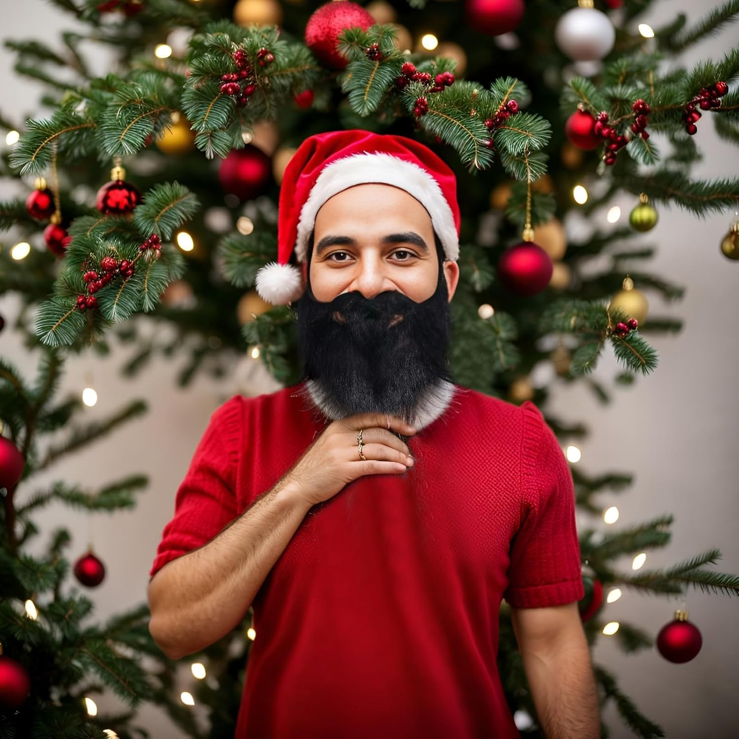 4 Pcs Fake Beard for Costumes, Fake Mustache Wizard Beard for Cosplay, Costume Beards for Adults and Kids (Black Brown Gray White image number 2