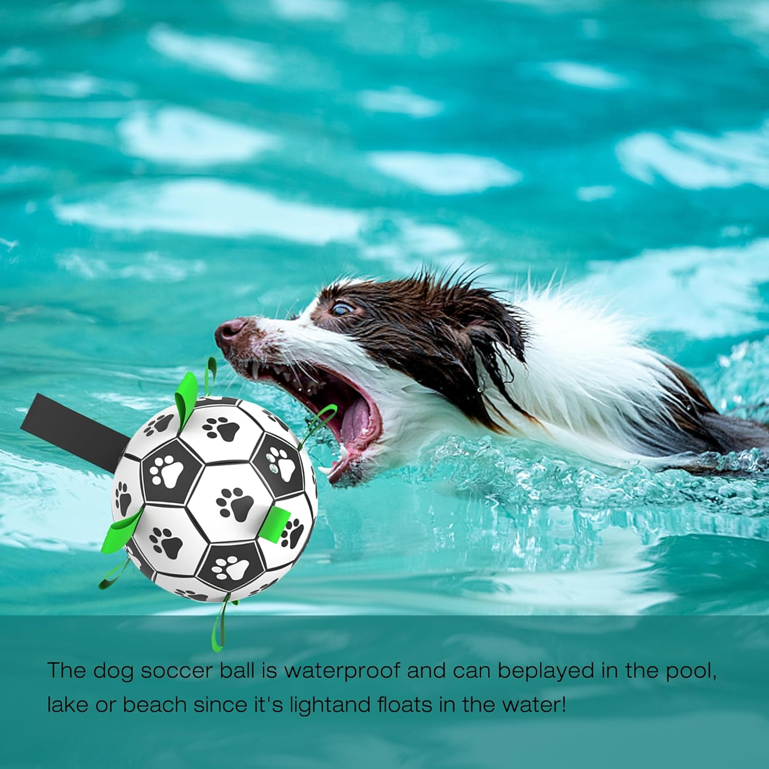 Dog Balls Toys Interactive Soccer Toy: Dog Toys with Grab Straps Tabs for Jolly with Silicone Base, Fun Dog Water Toy for Tug for Small & Medium Dogs 7'' Ball image number 3