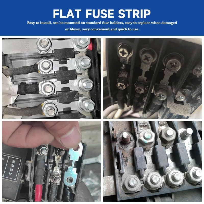 4 Pcs 50A Flat Fuse Strips, Silver Tone Zinc Alloy Accessories Replacement for Car Motorcycle DC 12V-32V Circuit image number 5