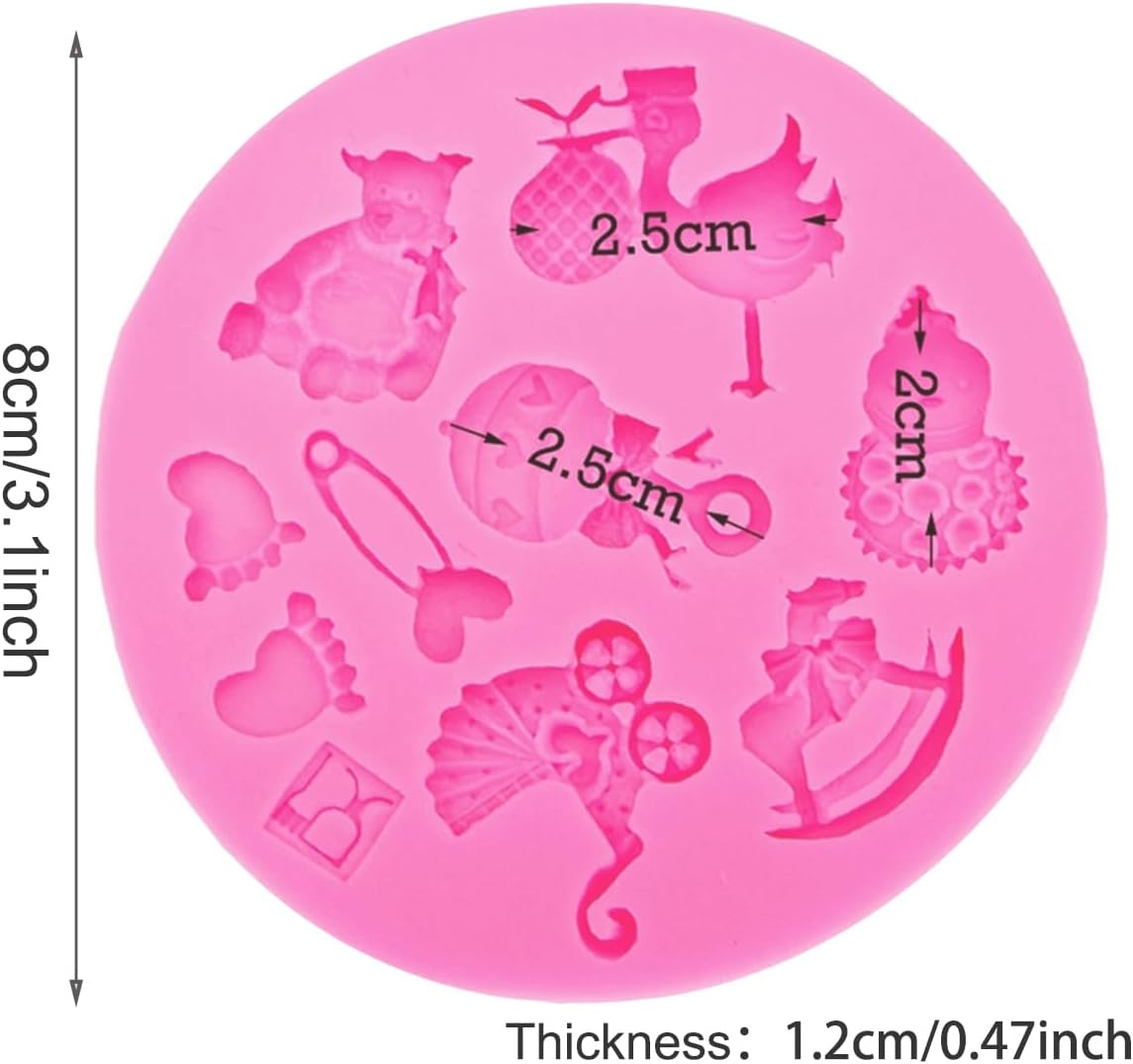 Silicone Birthday Fondant Mold, DIY Silicone Mold Fondant Candy Making Cake Decor Mould Bear Rocking Horse Little Feet image number 6