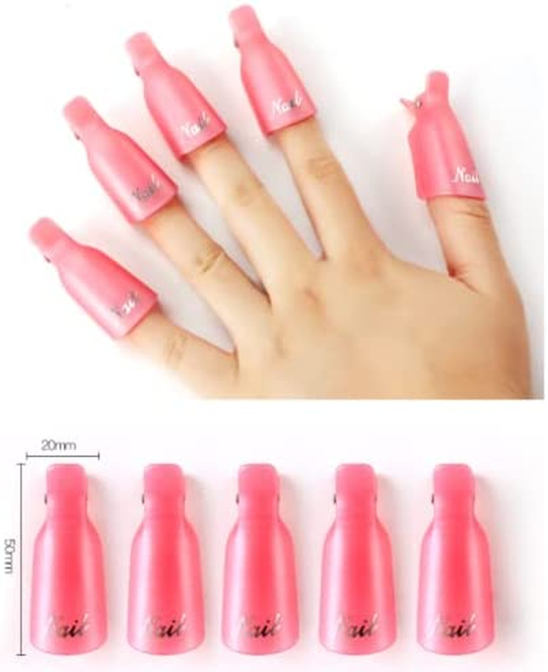 Uandhome 10Pcs Acrylic Nail Art Soak off Cap Clip, UV Gel Polish Remover Wrap Cleaner Tool for Fingernail, Nail Polish Gel Remover Tools image number 4