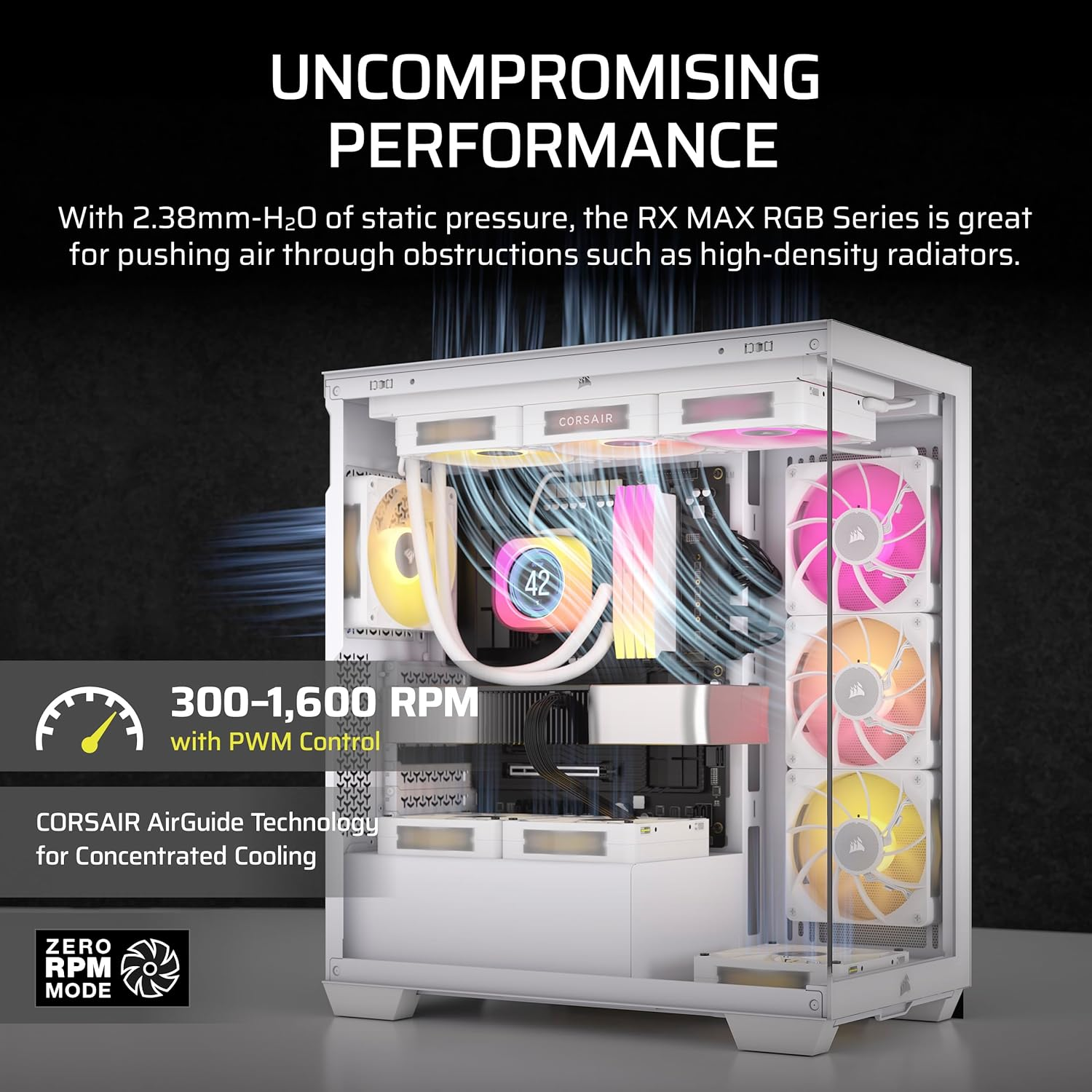 CORSAIR Icue Link RX140 MAX RGB 140Mm PWM Thick Fan &ndash; High-Static Pressure &ndash; Magnetic Dome Bearing &ndash; Single Fan &ndash; White image number 2