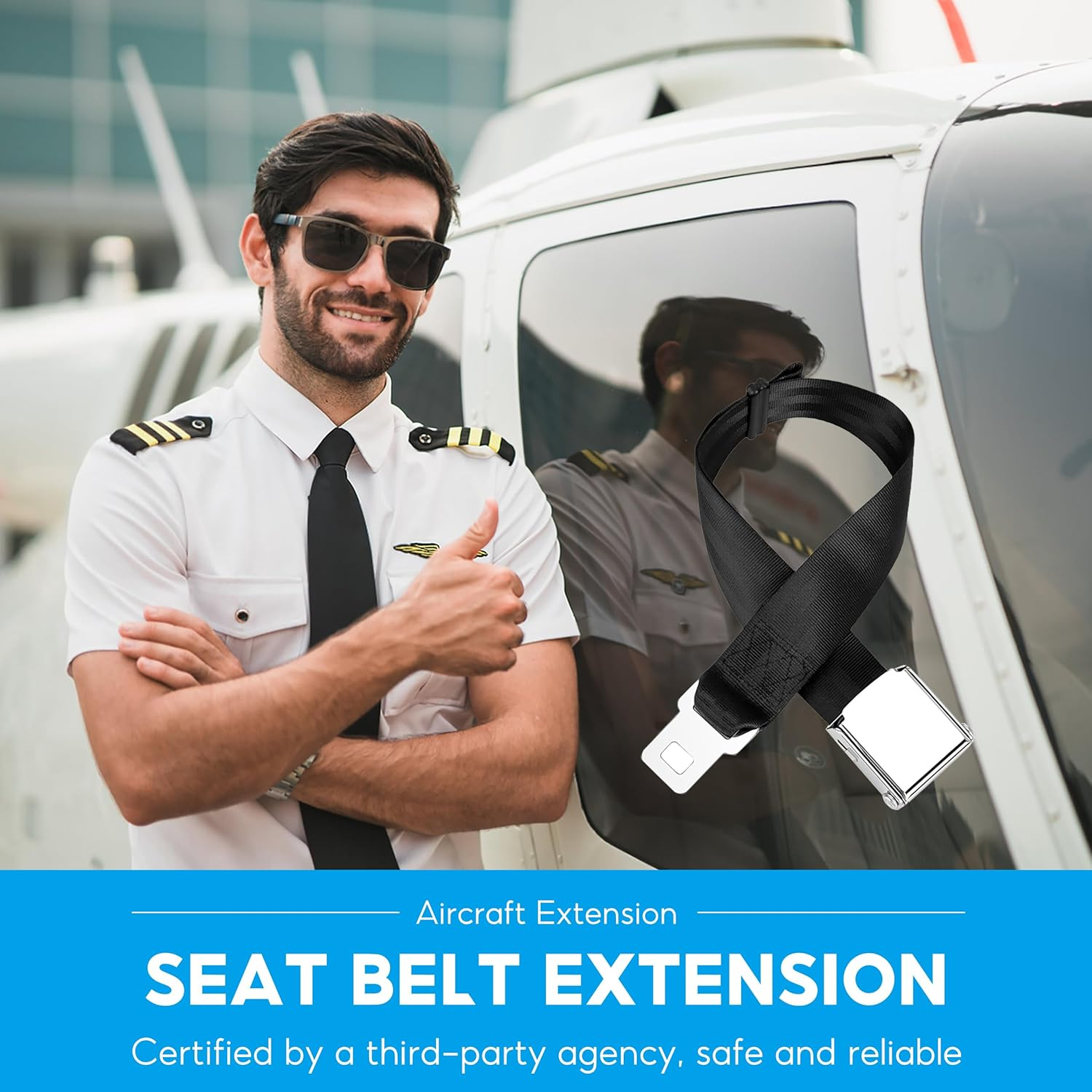 Airplane Seat Belt Extender, Adjustable 8-33 Inch Plane Seatbelt Extension, Airport Essentials Seat Belt Extension, Universal Adjustable Aircraft Safety Belt Fits Pregnant Obese with Storage Bag image number 6