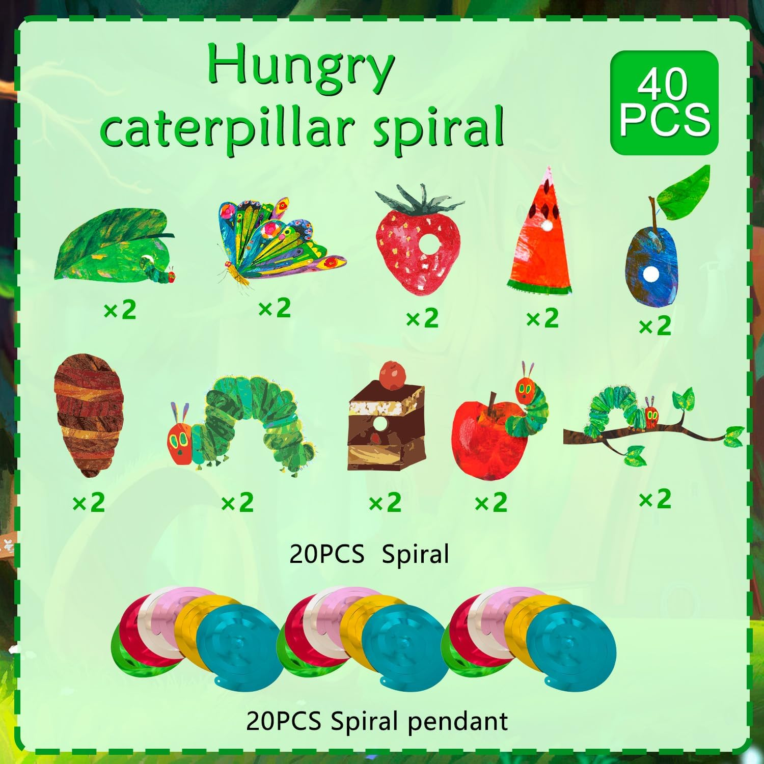 The Very Hungry Caterpillar Hanging Swirl, 20Pcs Hungry Caterpillar Birthday Hanging Swirl for Birthday Decorations Supplies image number 3