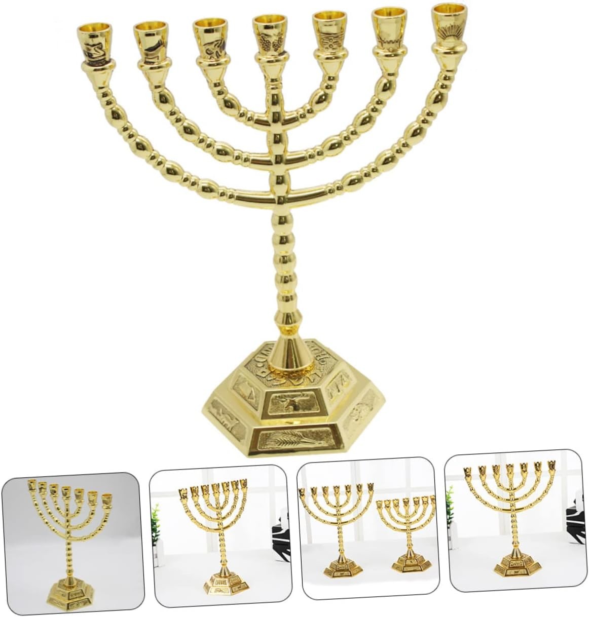 ADOCARN Hanukkah Menorah Branch Metal Candle Holder Simple Desktop Candlestick for Home Decoration Chic Design for Living Bedroom Party and Holiday Celebrations image number 6
