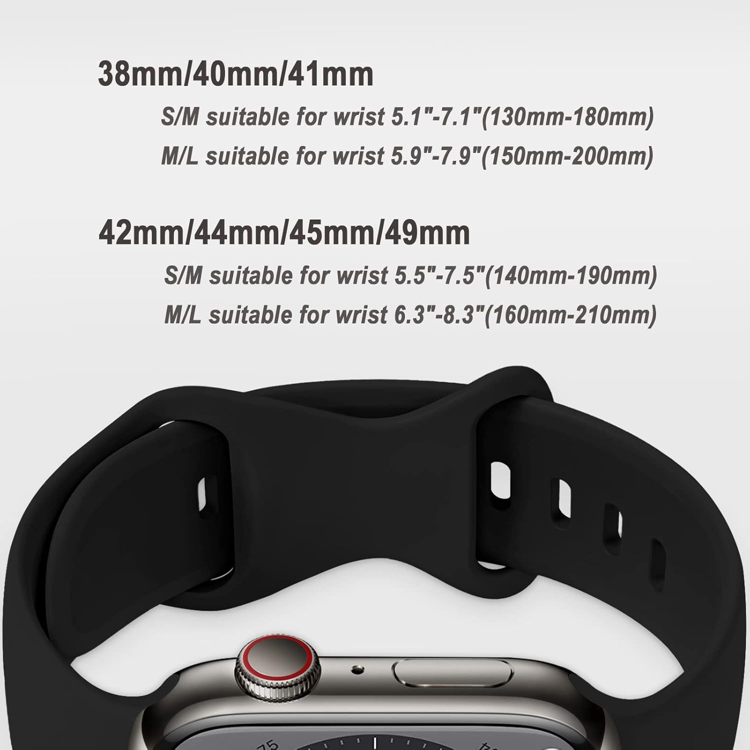 Sport Silicone Strap for Apple Watch Band 38Mm 40Mm 41Mm 42Mm 44Mm 45Mm 46Mm 49Mm Women, Butterfly Buckle Soft Waterproof Breathable Bracelets for Iwatch Ultra 3 SE 3 Series 11/10/9/8/7/6/5/4/3/2/1 image number 6