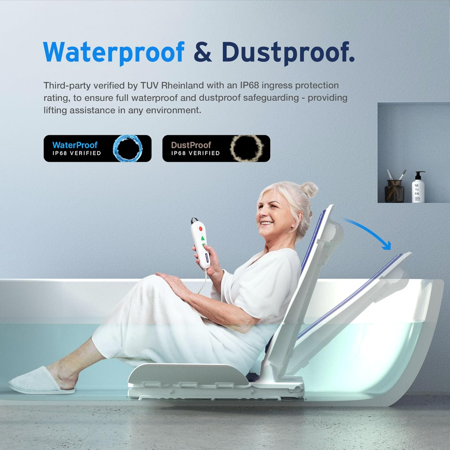 AYDMED 2-In-1 Lift Chair | Portable Cordless Rechargeable Electric Floor & Bath Chair Lift | Strong & Secure Engineering | Advanced Lifting Power with 300 Lbs Lift Capacity | Waterproof & Dustproof