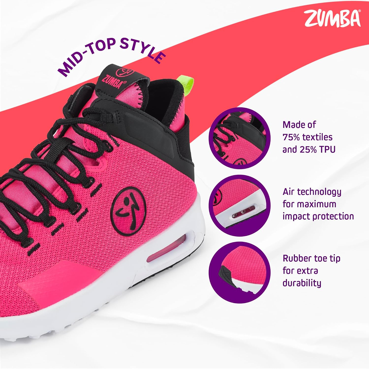 Zumba Womens Women'S Air Classic Athletic Dance Workout Shoes with Max Impact Protection image number 4