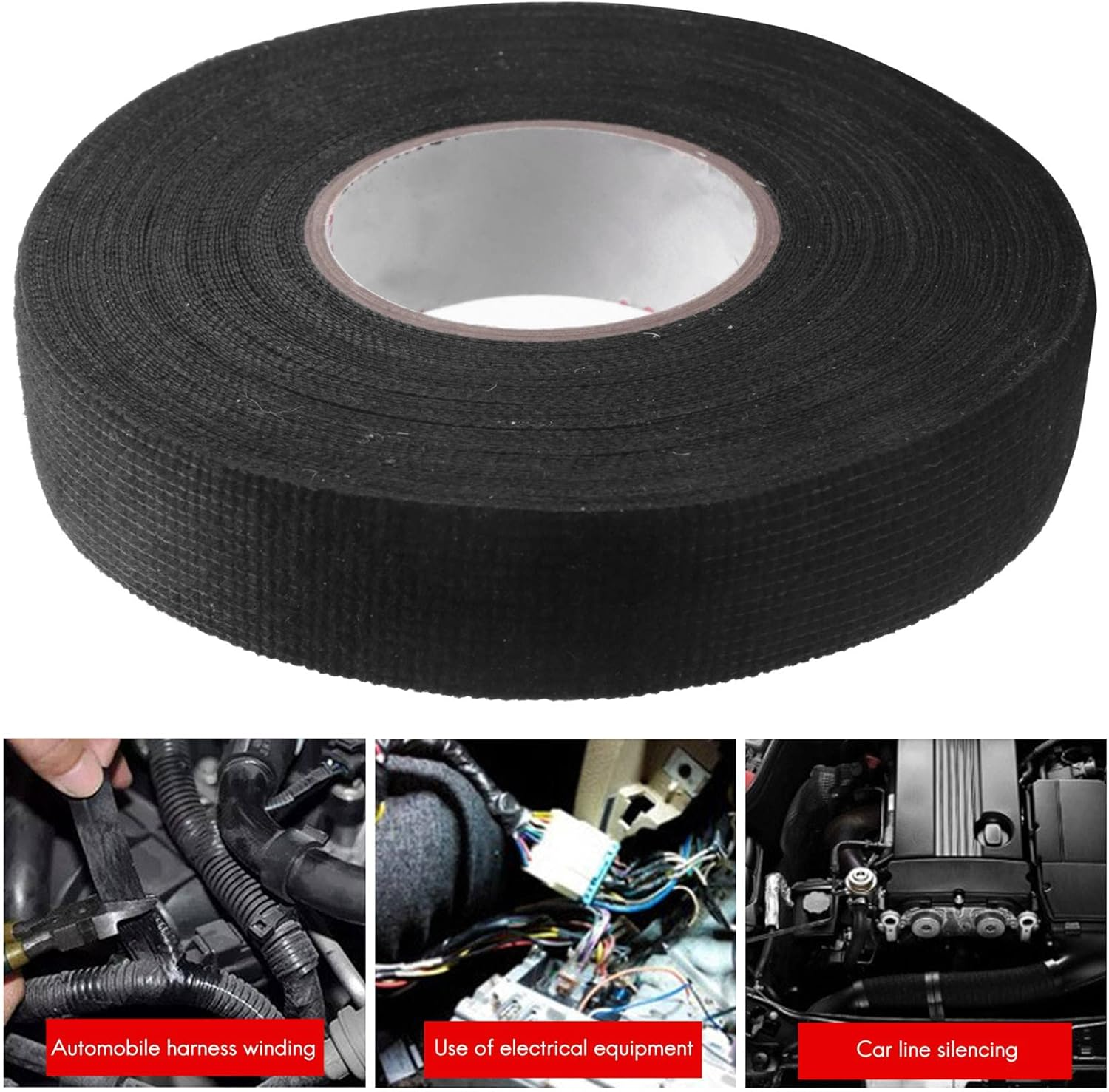 5Pc Heat- Wiring Harness Tape Looms Wiring Harness Cloth Fabric Tape Adhesive Cable Protection 19Mm X 15M