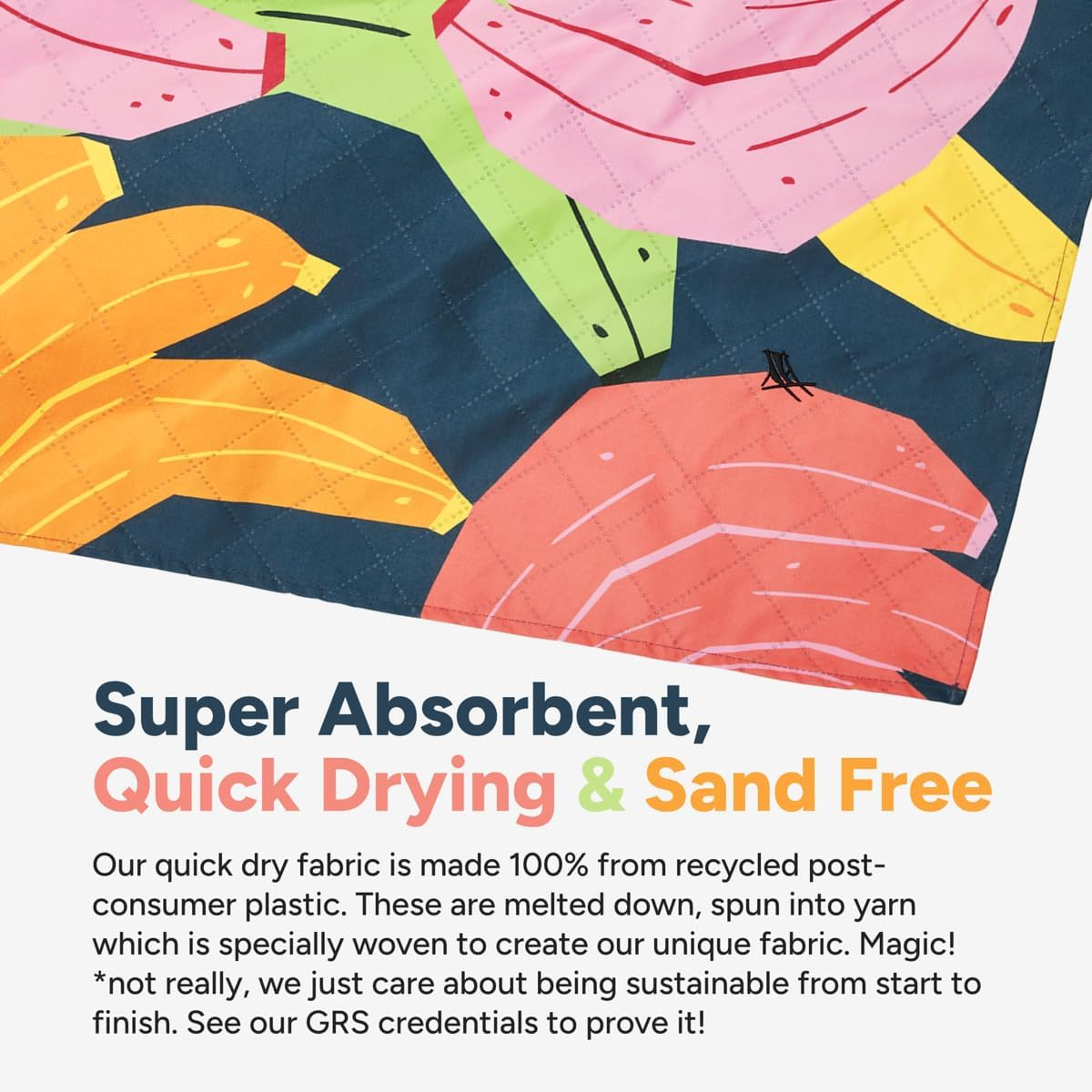 Dock & Bay Picnic Blanket - Quick Dry & Water Resistant - 100% Recycled Materials - Large (66X66) - Banarama image number 6