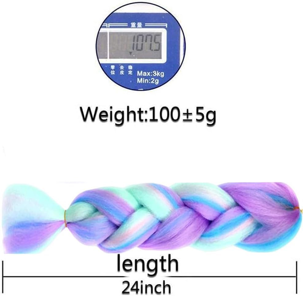 3 Packs Ombre Braiding Hair Colorful Pre Stretched Braiding Hair,24Inch Extensions High Temperature Synthetic Crochet Braiding Hair Roe Men Women(Purple/Light Purple/Blue/Light Cyan） image number 4