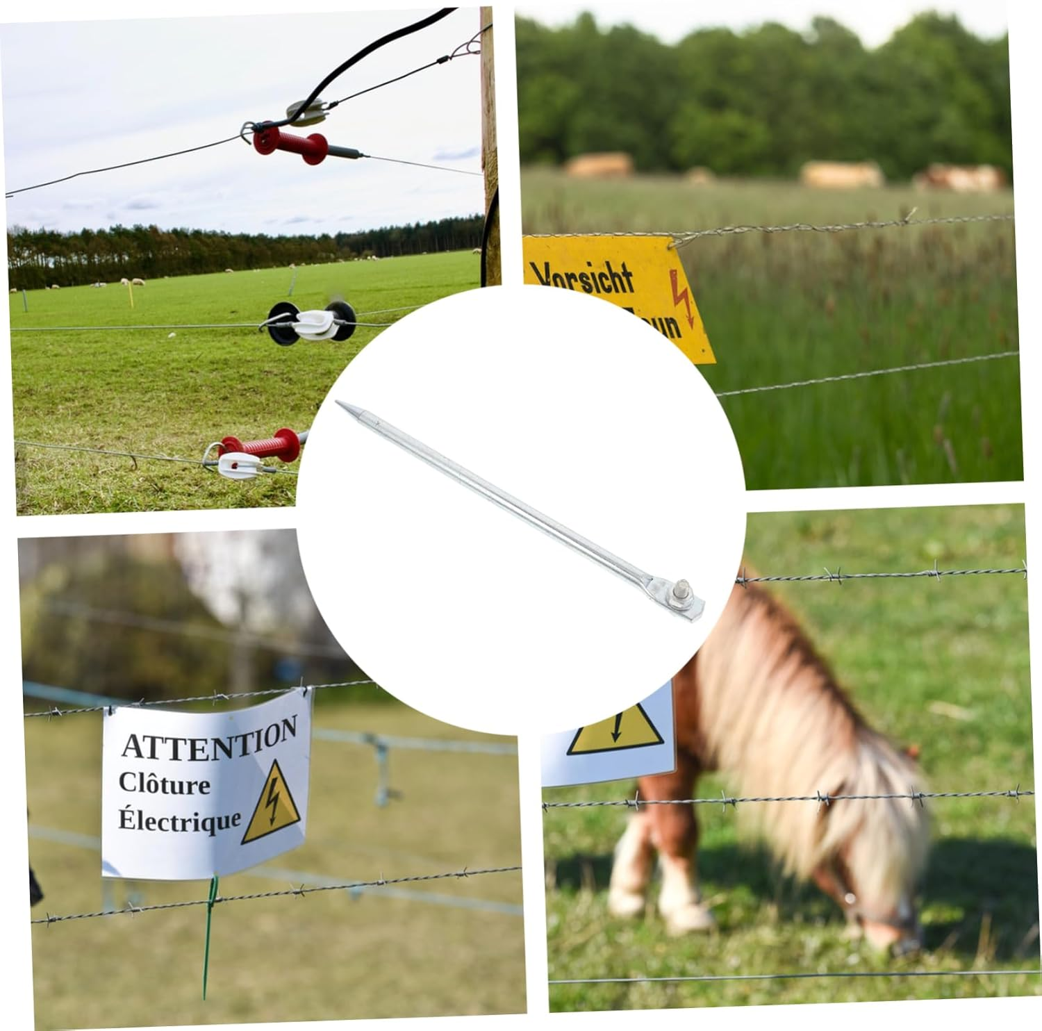 VICASKY Ground Rod for Generators 12Mmx300Mm Brass Galvanized Earth Pin Weather-Resistant Grounding Rod for Electric Fence Systems Antenna Earthing