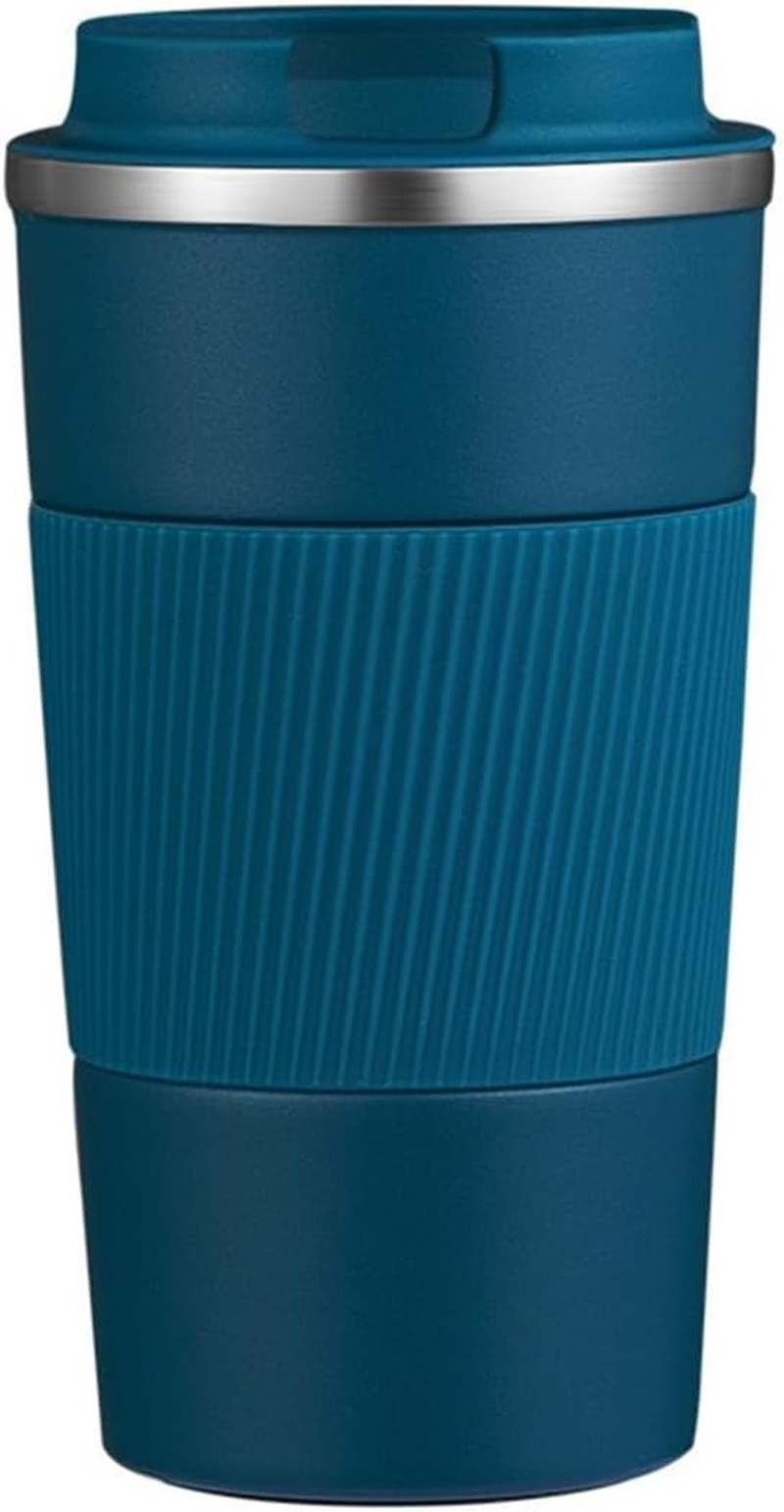 FAMKX Stainless Steel Insulated Travel Mug Flip up Tumbler, Double Wall Vacuum Thermos Cup Keep Drink Cold and Hot (Blue, 17 Ounces) image number 5