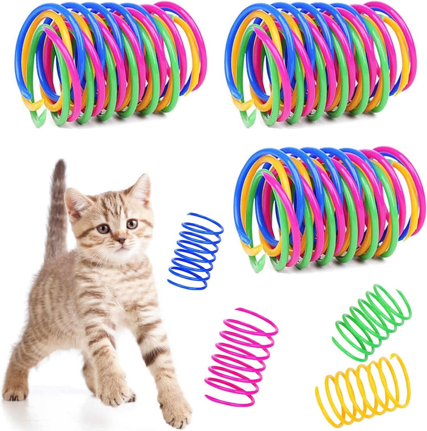 Cat Spring Toys, Bouncy Coil Kitty Toys for Indoor Cats Kittens Durable Interactive Cat Toys Fun Springy Cat Chew Toys for Entertainment image number 3