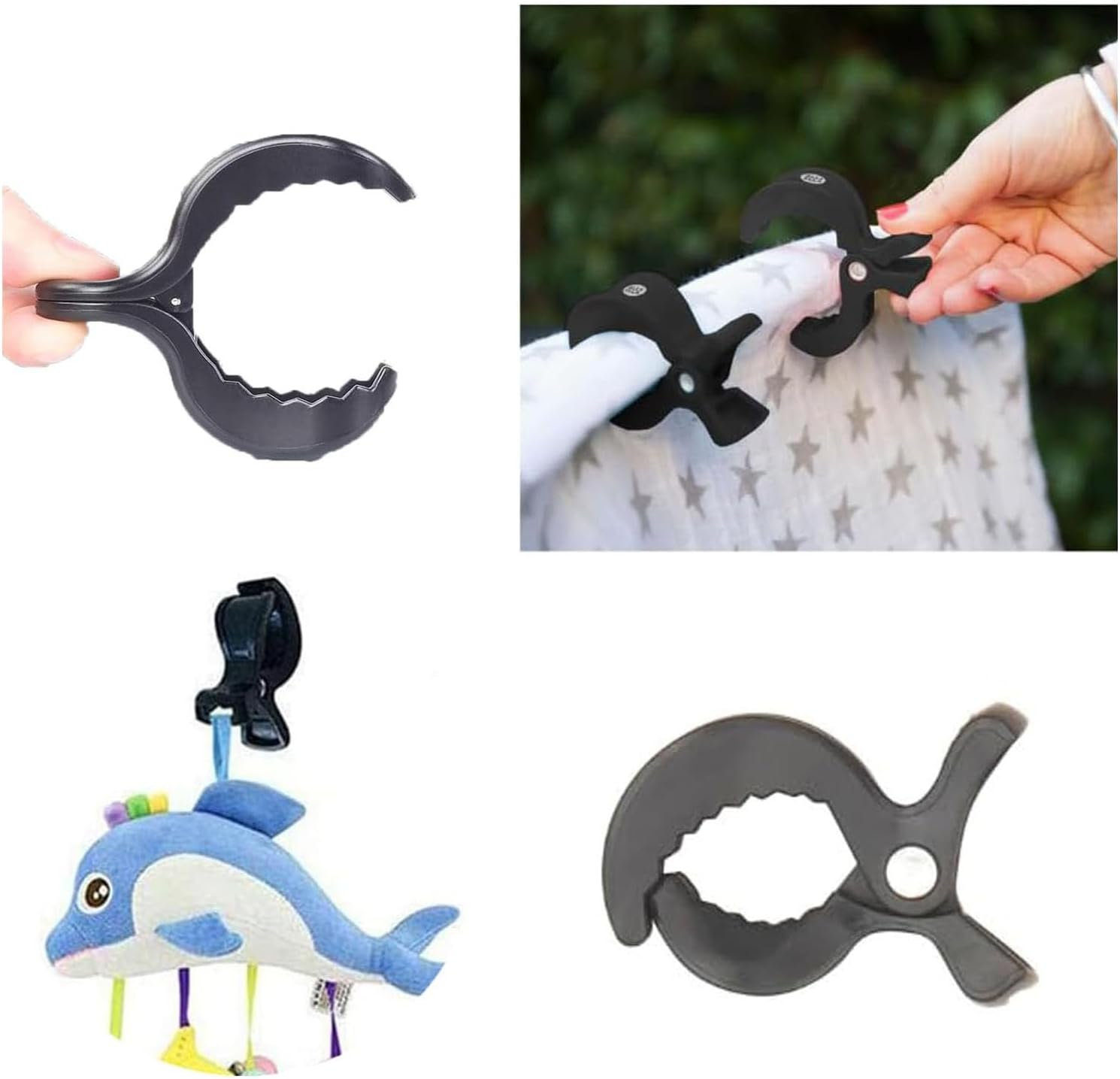 6 Pack Universal Stroller Pegs,Canopy & Nursing Cover,Toy Holder & Blanket,Pram Clips for Muslin Sun Shade, Car Seat & Buggy Accessory(Black) image number 4